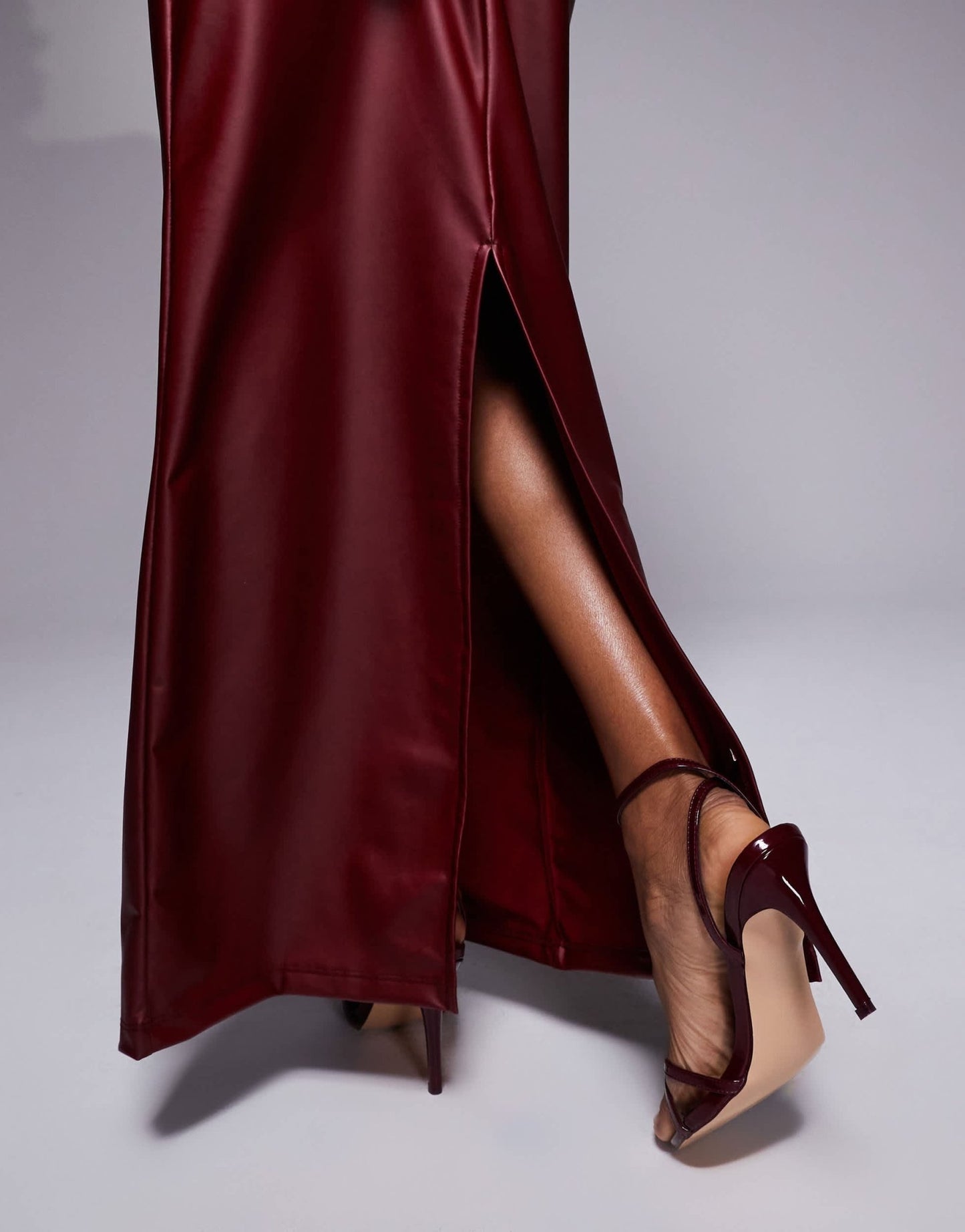 ASOS DESIGN wetlook midi skirt in burgundy - ASOS Sample Sale