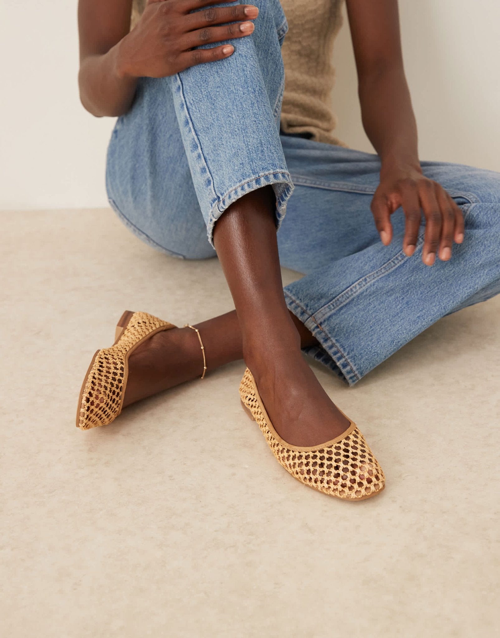 ASOS DESIGN Wide Fit Lagoon ballet in natural weave - ASOS Sample Sale