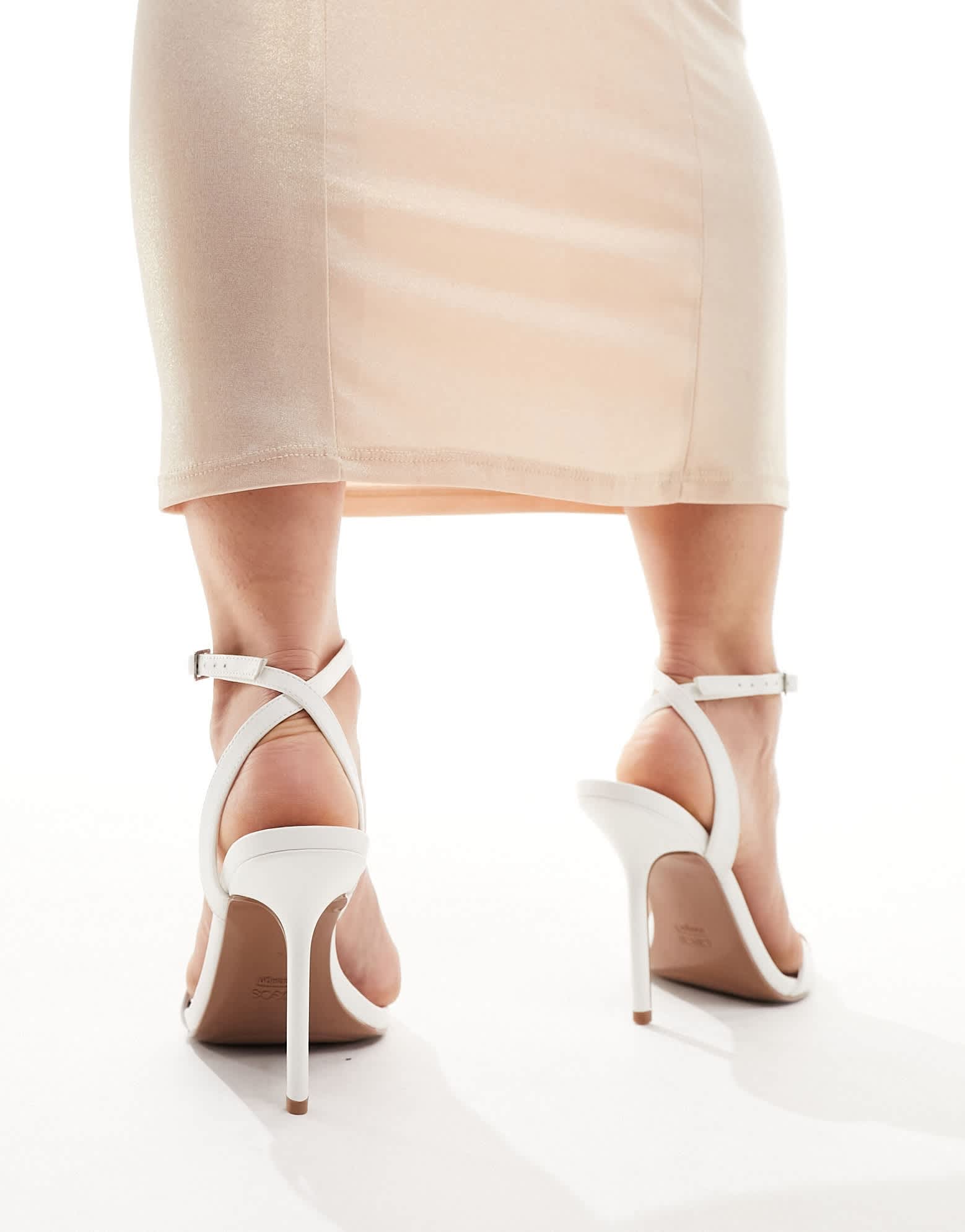 ASOS DESIGN Wide Fit Nali barely there heeled sandals in white - ASOS Sample Sale