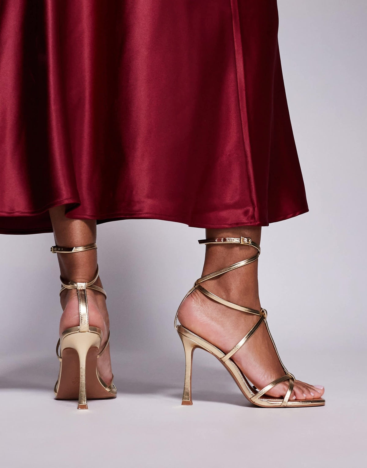 ASOS DESIGN Wide Fit Nobel caged high heeled sandals in gold - ASOS Sample Sale
