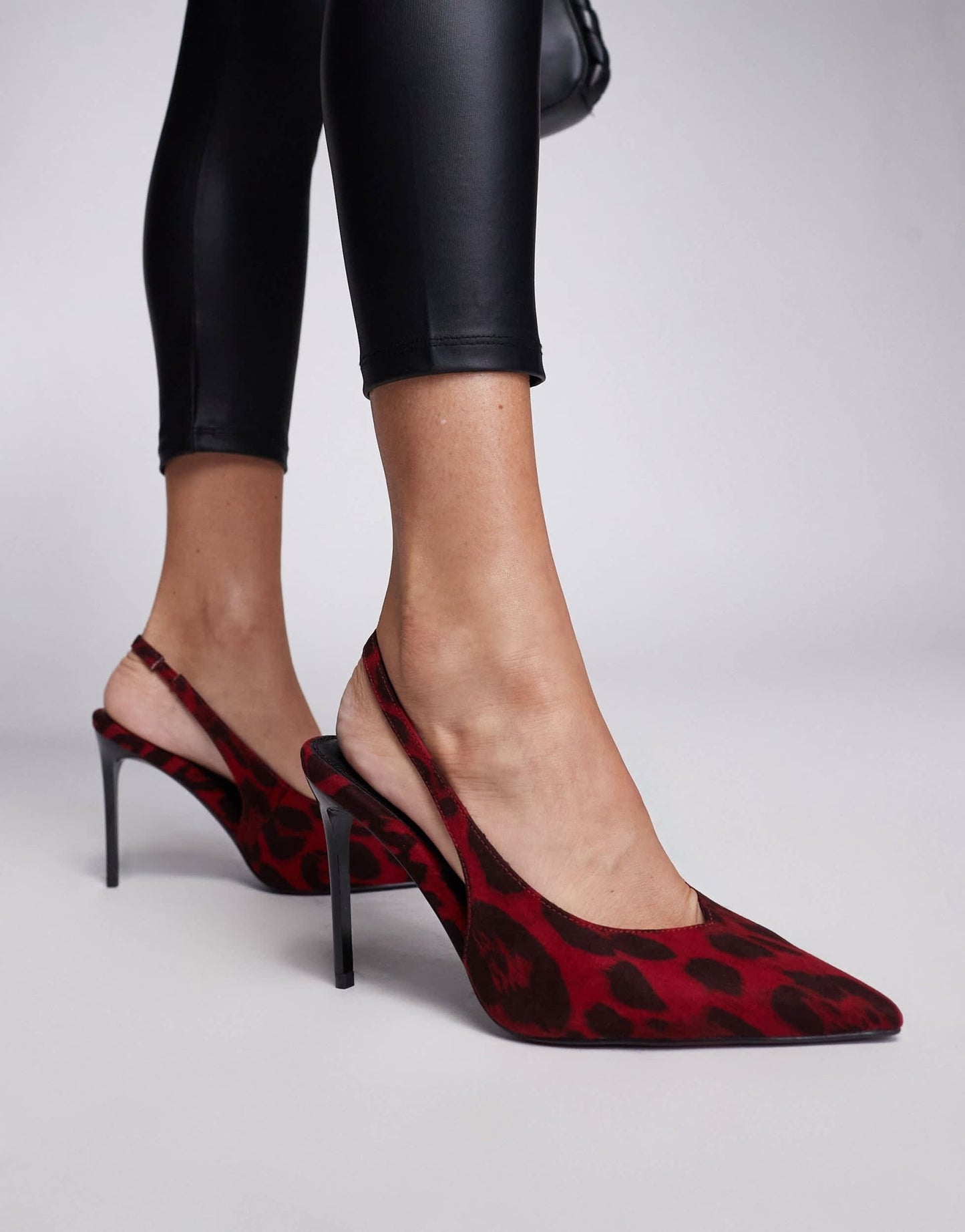 ASOS DESIGN Wide Fit Panther pointed slingback high heeled court shoes in red leopard - ASOS Sample Sale