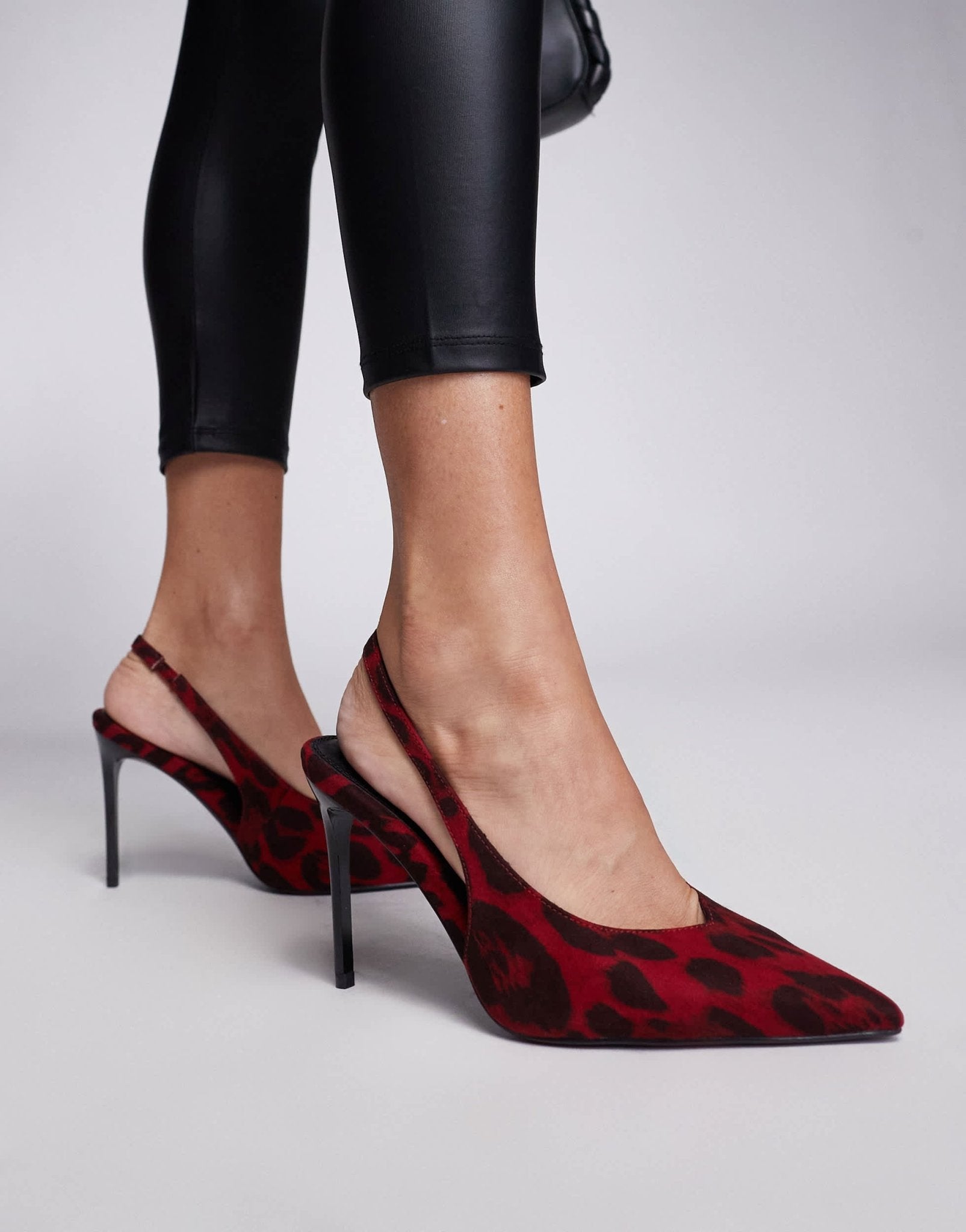 ASOS DESIGN Wide Fit Panther pointed slingback high heeled court shoes in red leopard - ASOS Sample Sale