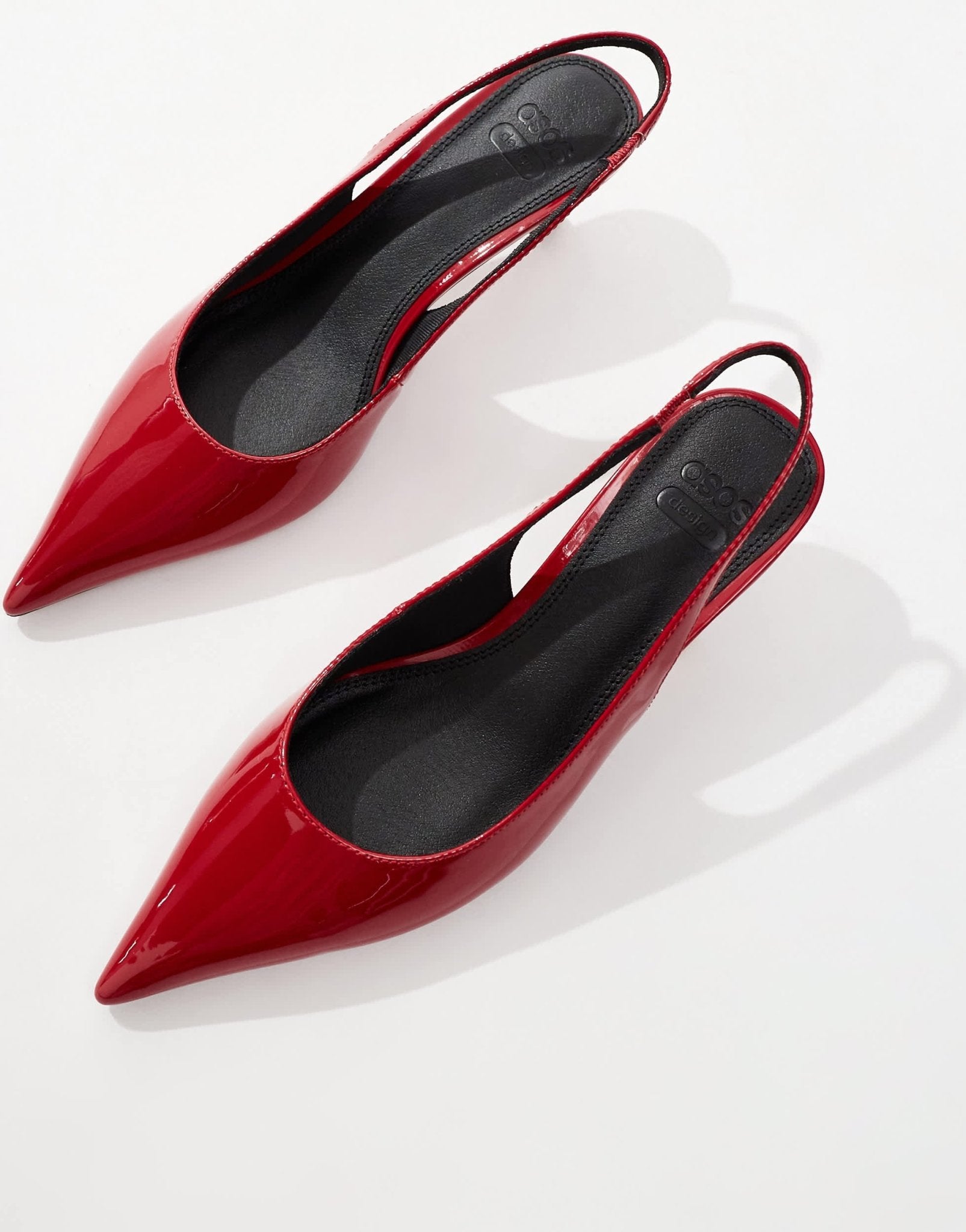 ASOS DESIGN Wide Fit Stroll slingback mid heeled shoes in red - ASOS Sample Sale