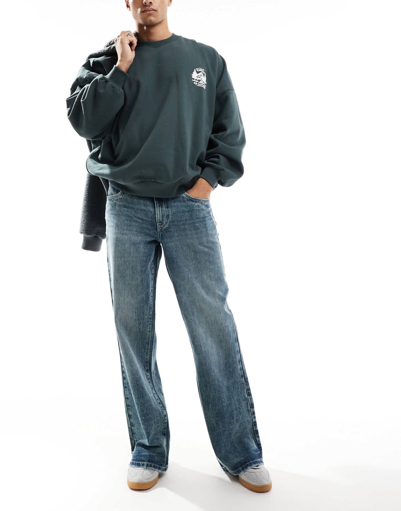 ASOS DESIGN wide flare jeans in grey blue wash - ASOS Sample Sale