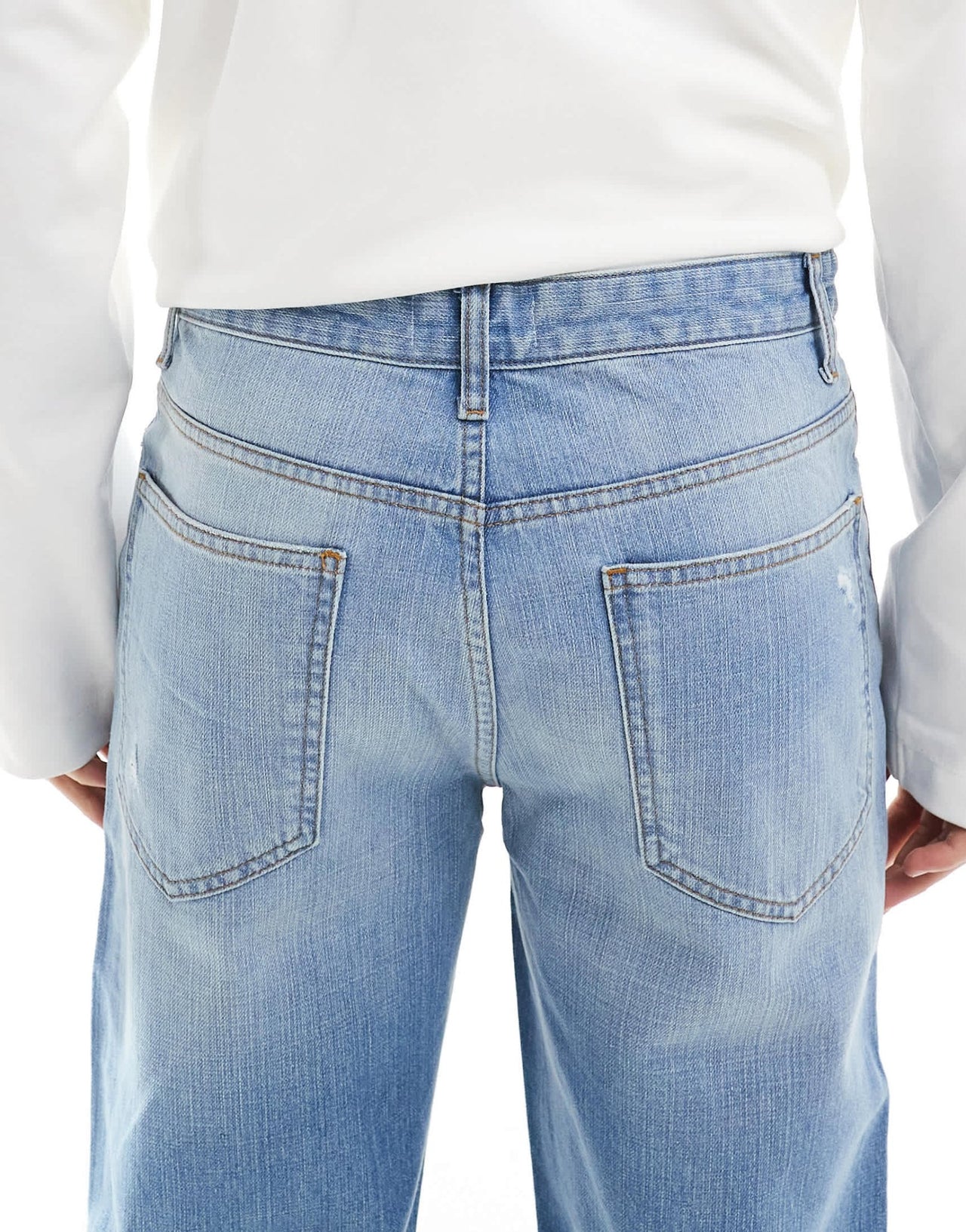 ASOS DESIGN wide flare jeans with tint & rips in mid wash blue - ASOS Sample Sale