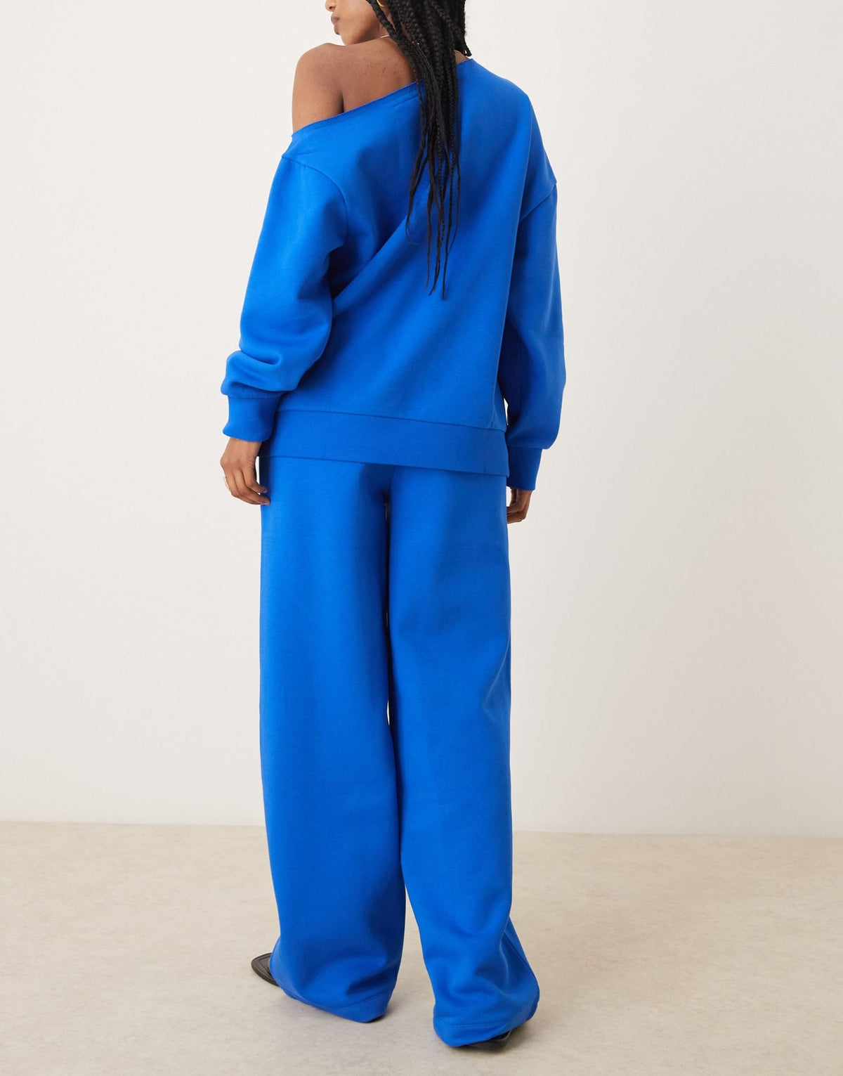 ASOS DESIGN wide leg brushback jogger in blue - ASOS Sample Sale