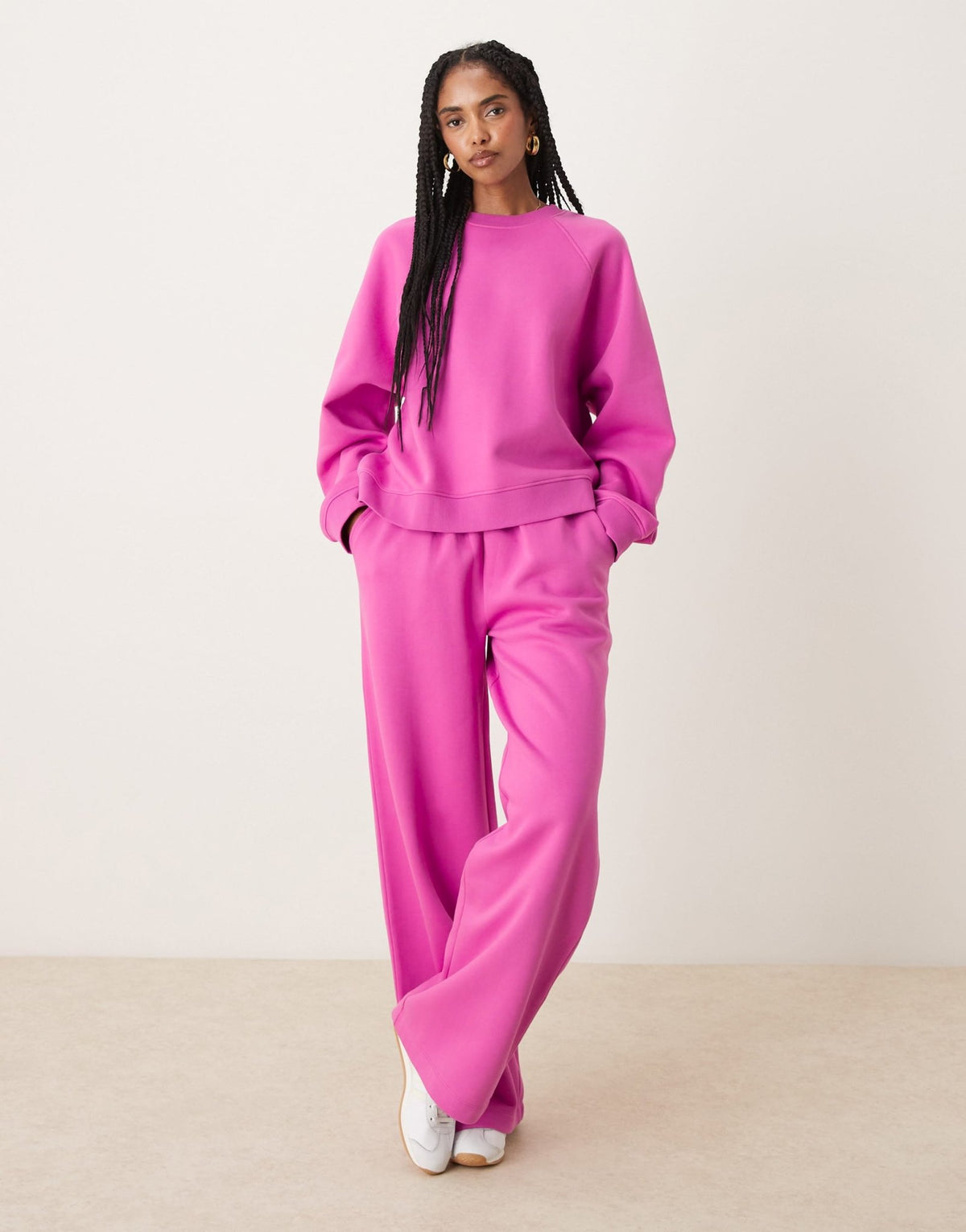 ASOS DESIGN wide leg brushback jogger in pink - ASOS Sample Sale