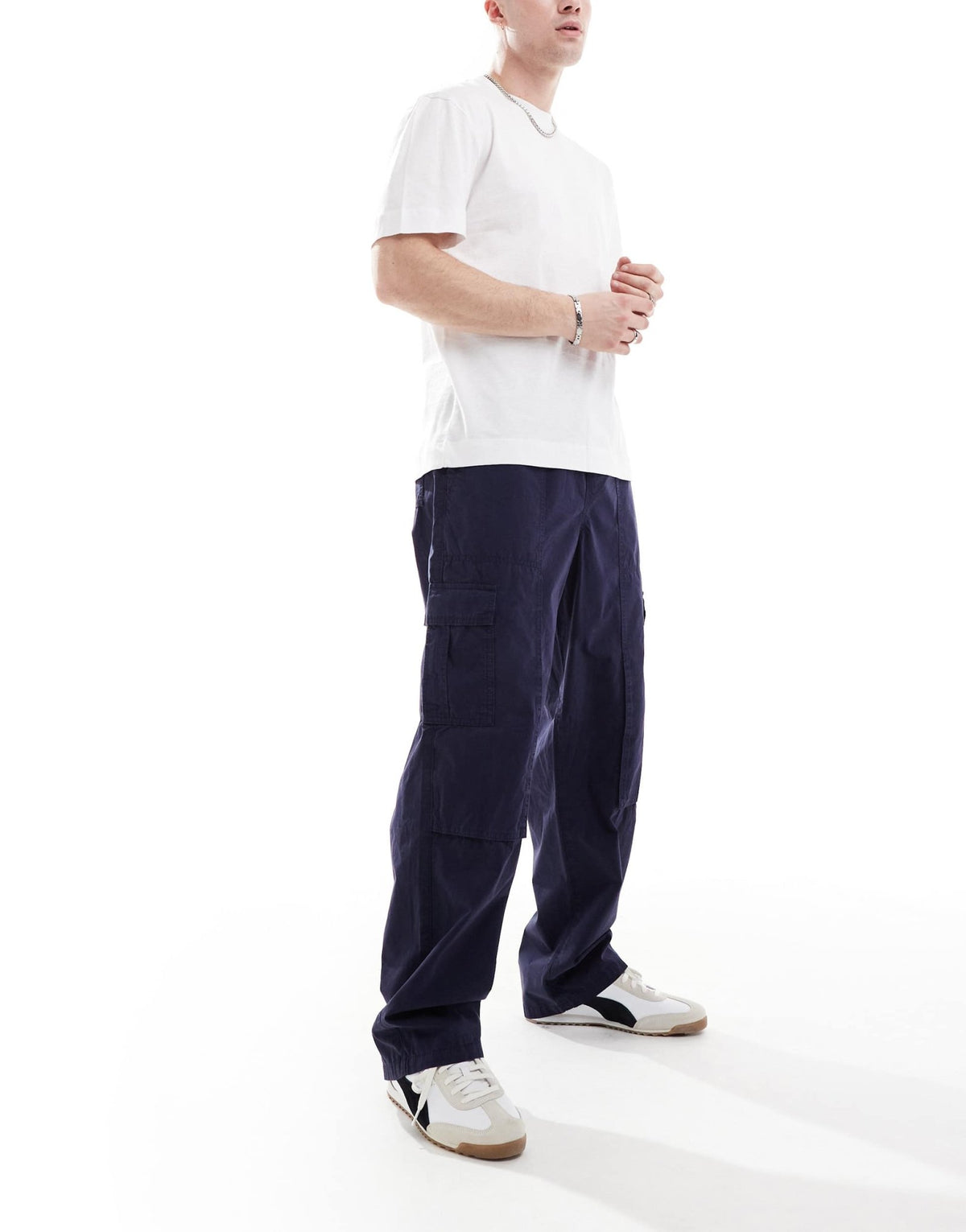 ASOS DESIGN wide leg cargo trouser in navy - ASOS Sample Sale