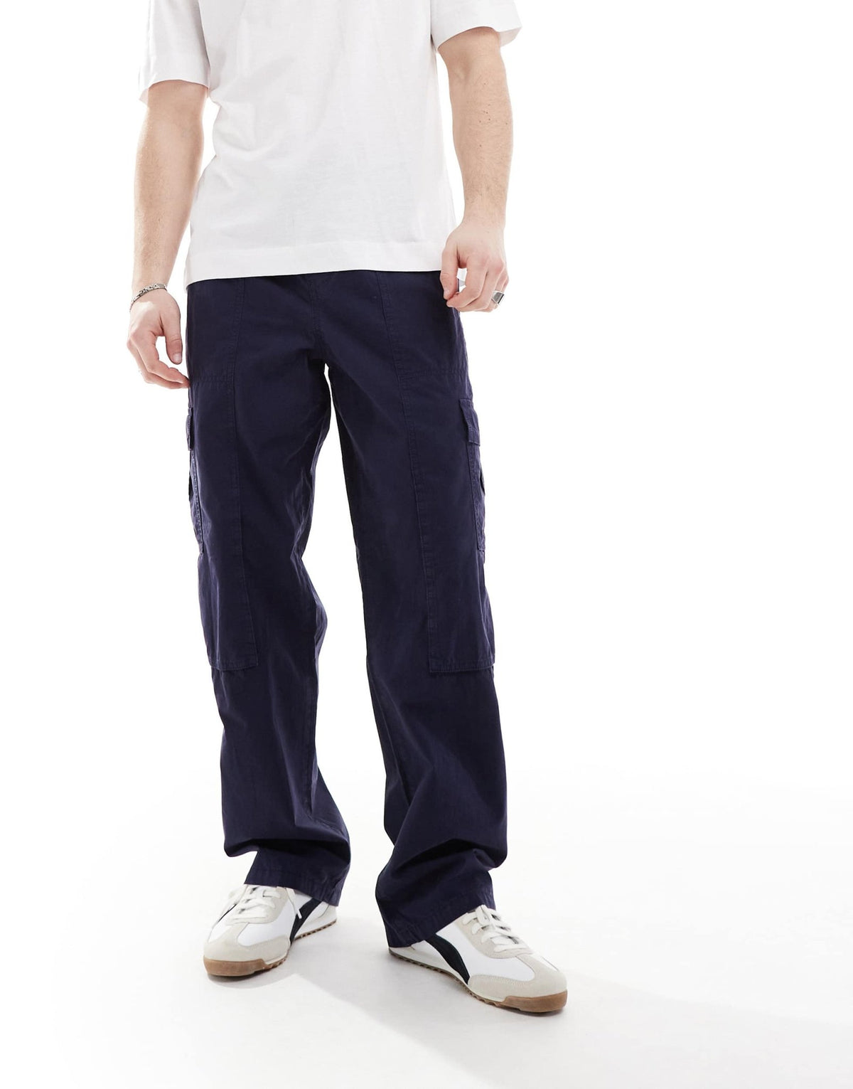ASOS DESIGN wide leg cargo trouser in navy - ASOS Sample Sale