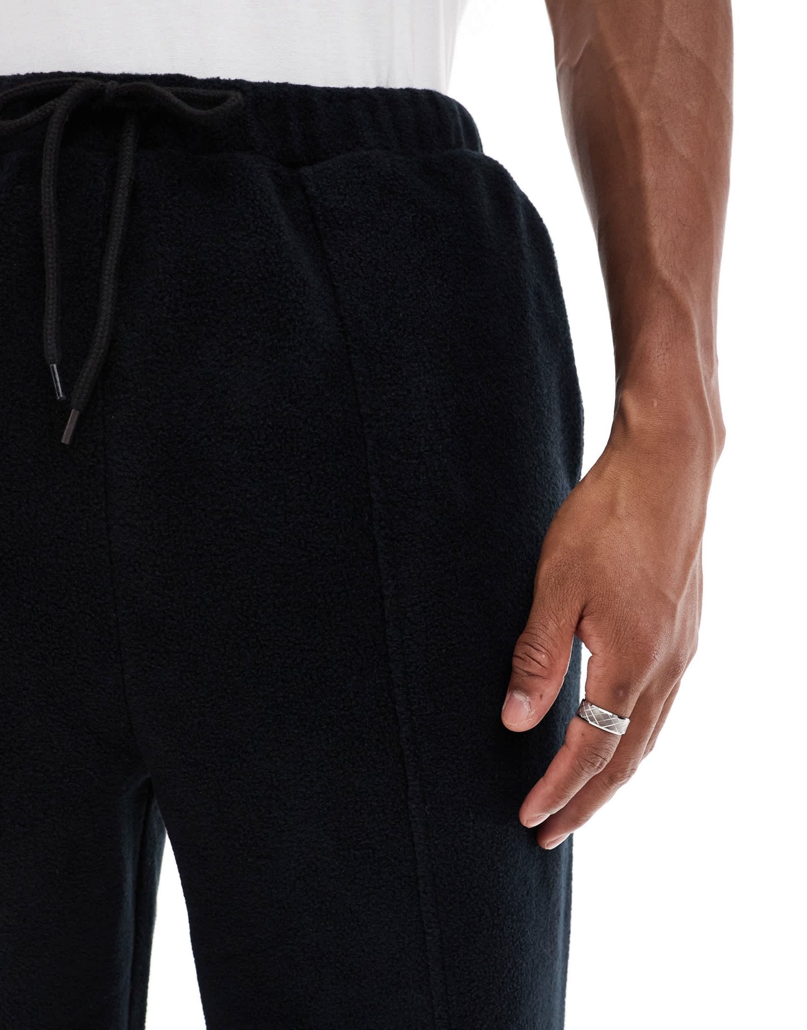 ASOS DESIGN wide leg fleece joggers in black - ASOS Sample Sale