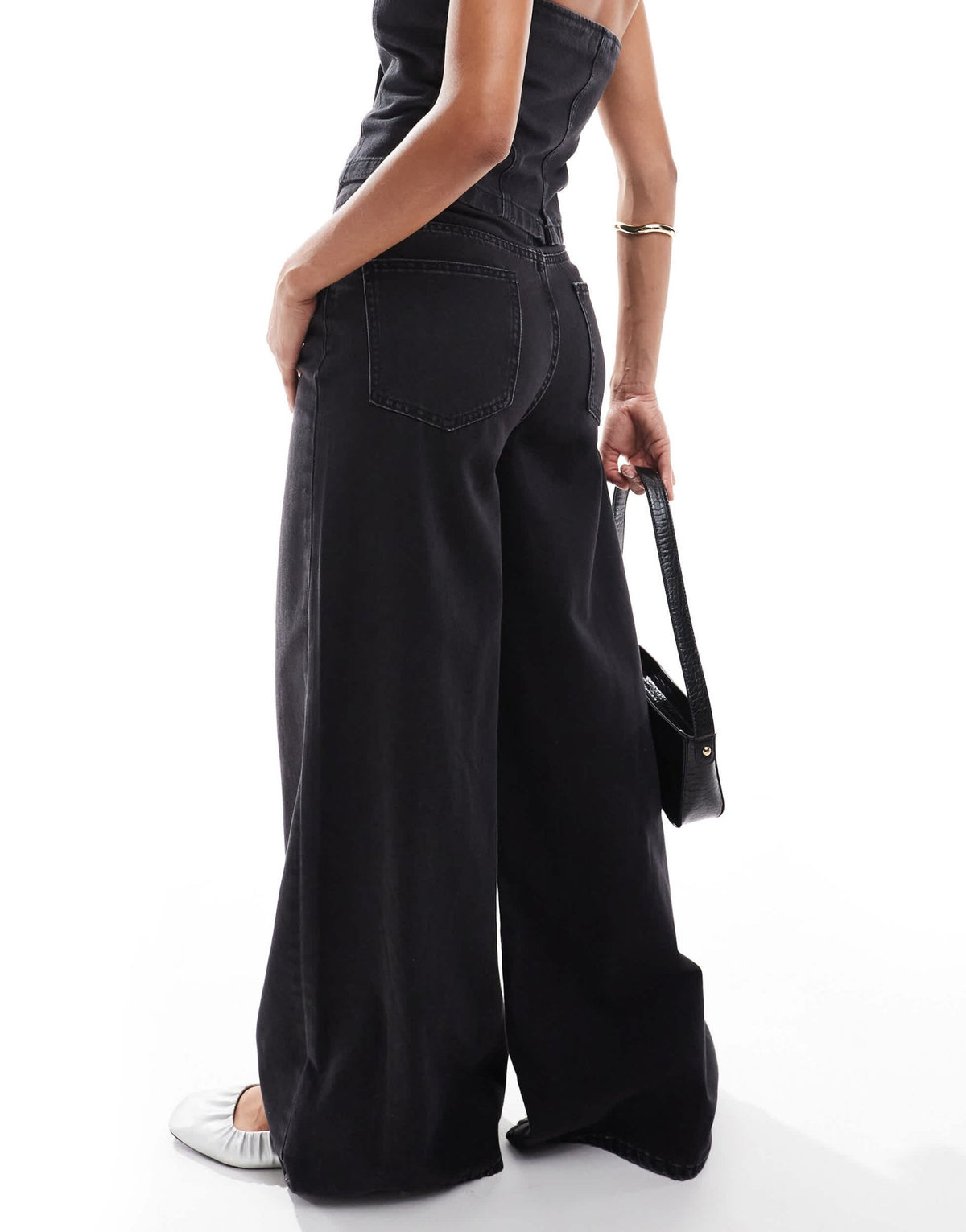 ASOS DESIGN wide leg jean in black - BLACK - ASOS Sample Sale