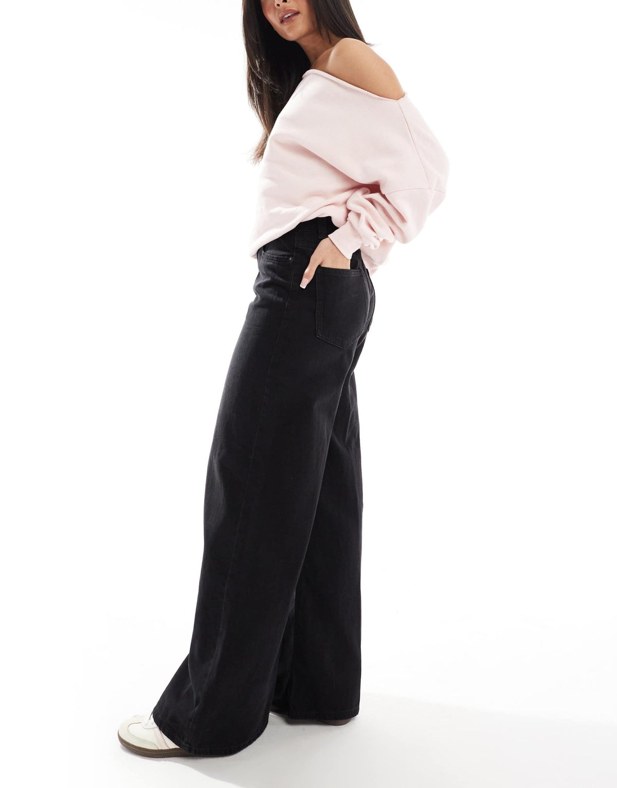 ASOS DESIGN wide leg jean in black - BLACK - ASOS Sample Sale