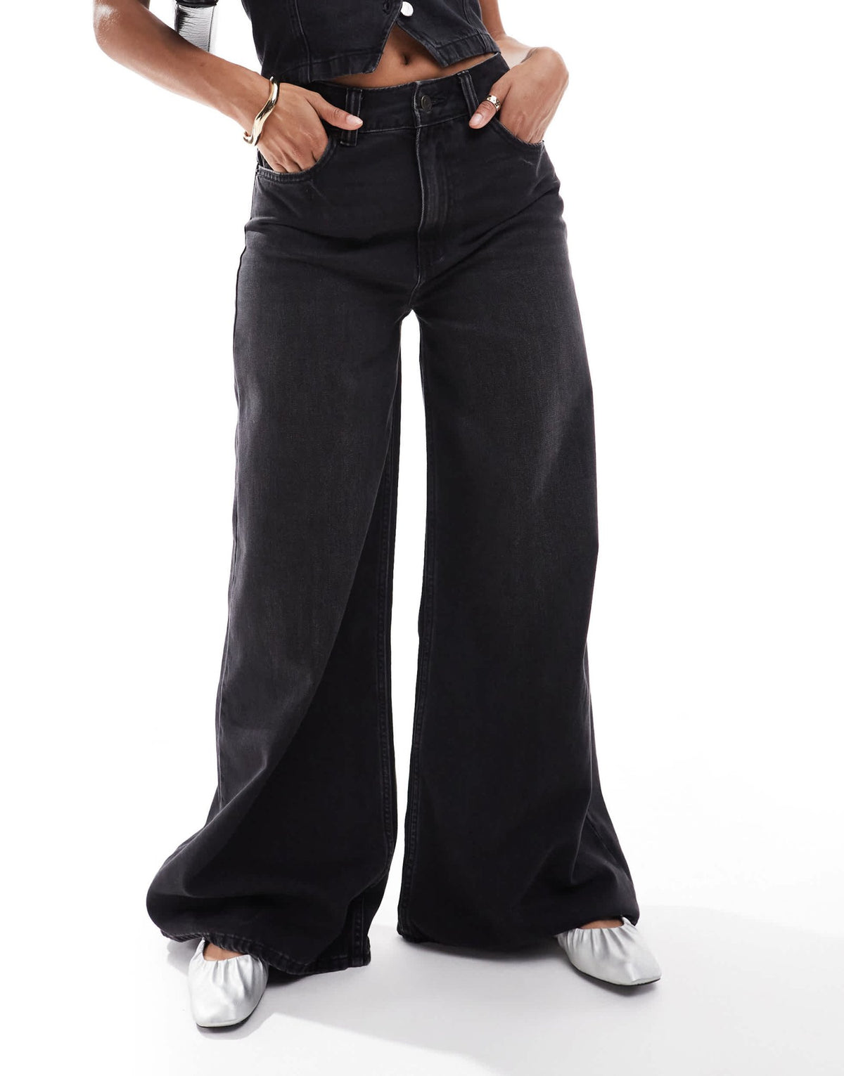 ASOS DESIGN wide leg jean in black - BLACK - ASOS Sample Sale
