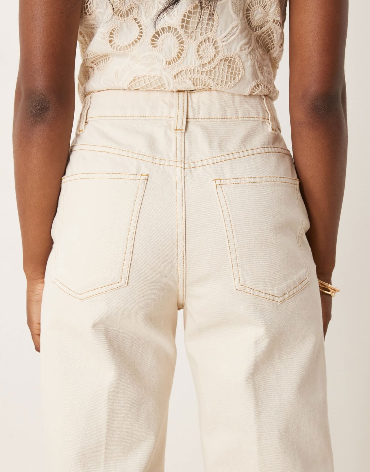 ASOS DESIGN wide leg jean with crease front in in ecru - ASOS Sample Sale