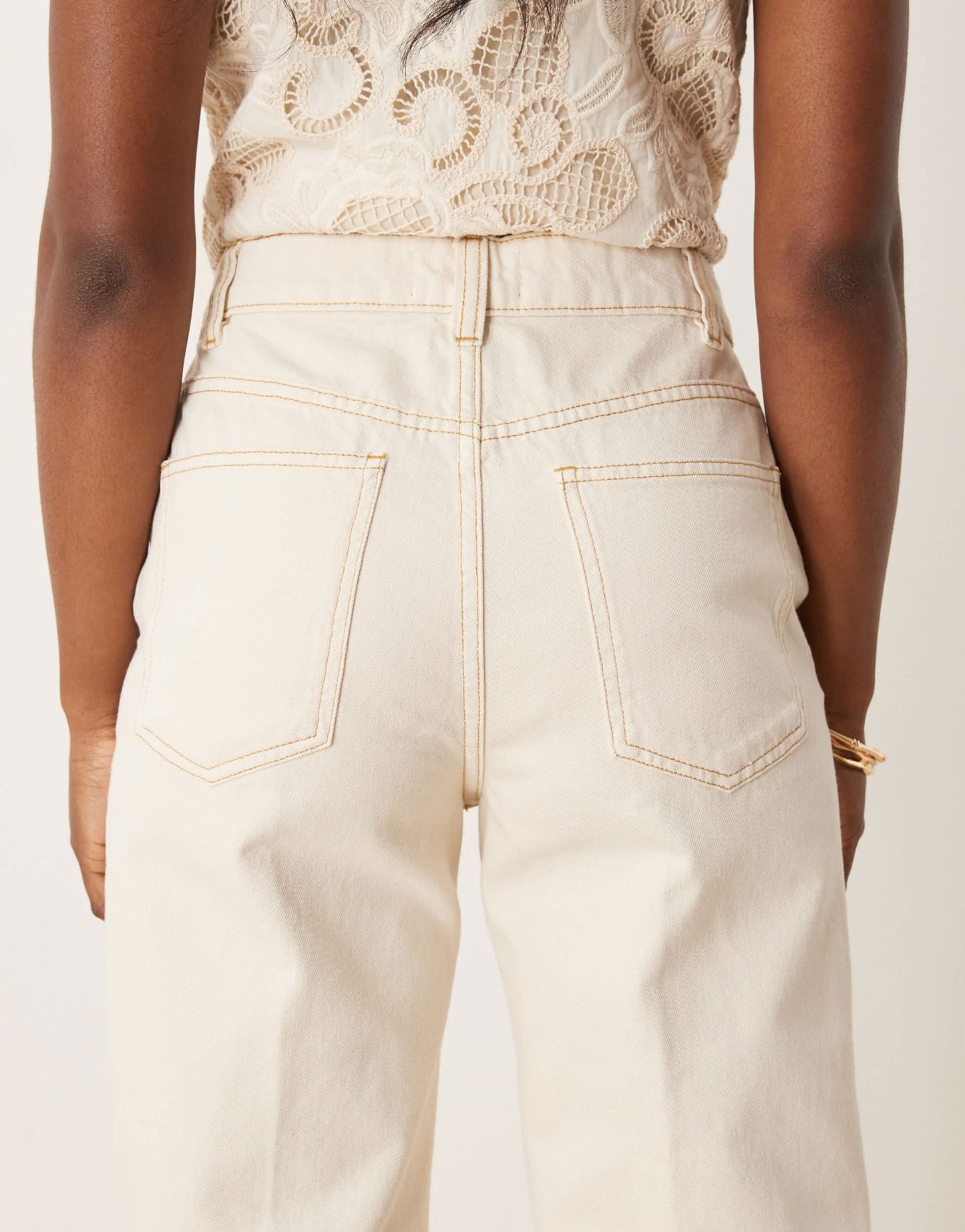 ASOS DESIGN wide leg jean with crease front in in ecru - ASOS Sample Sale