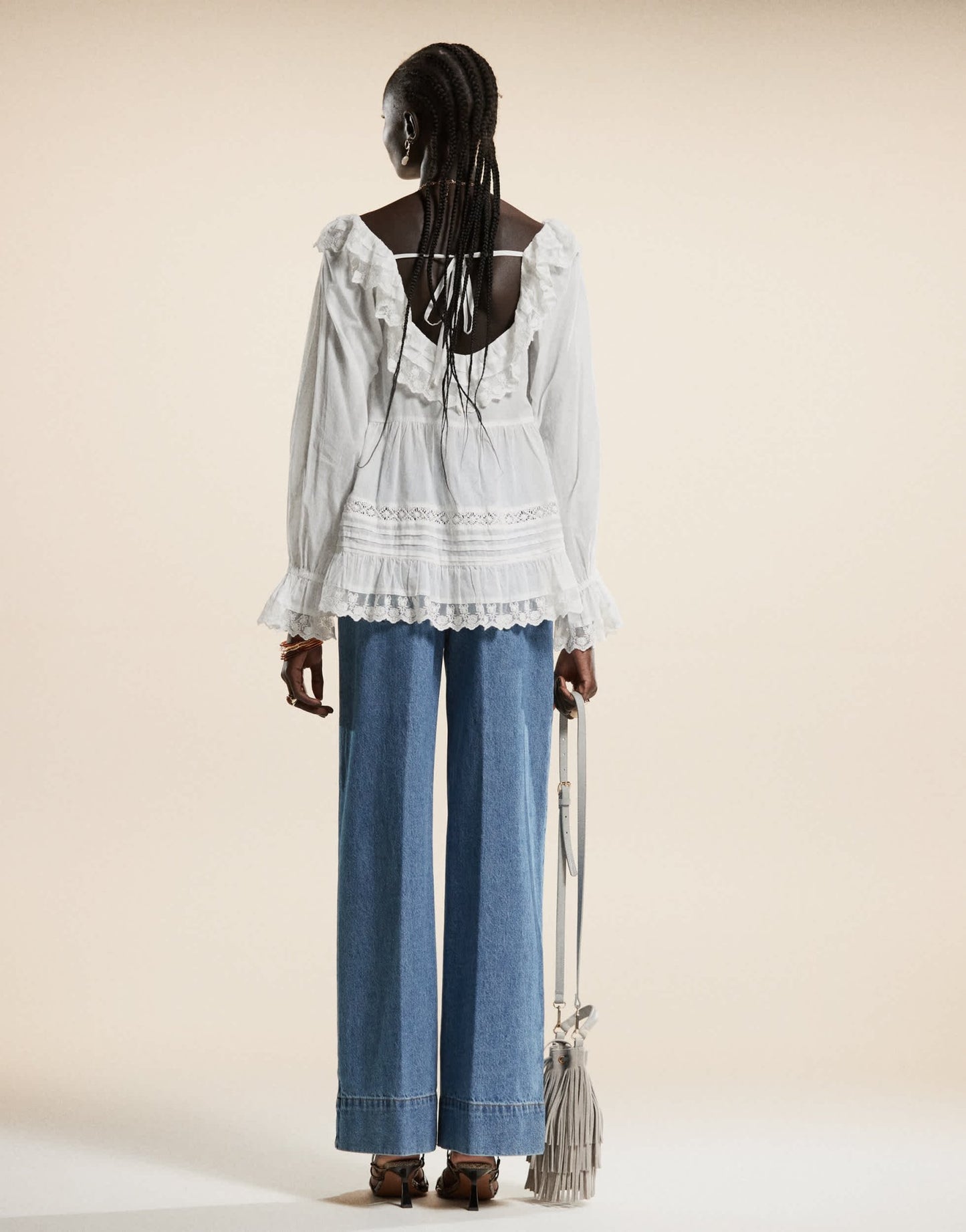 ASOS DESIGN wide leg jean with crease front in midwash - ASOS Sample Sale