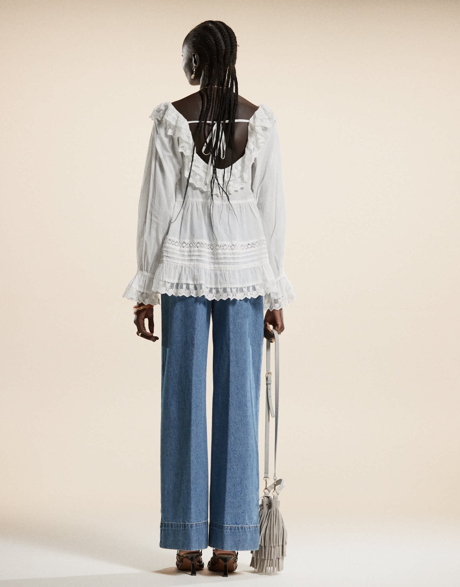 ASOS DESIGN wide leg jean with crease front in midwash - ASOS Sample Sale