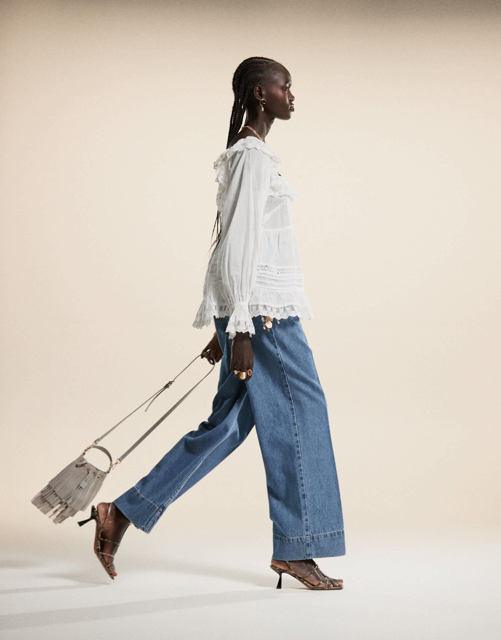 ASOS DESIGN wide leg jean with crease front in midwash - ASOS Sample Sale