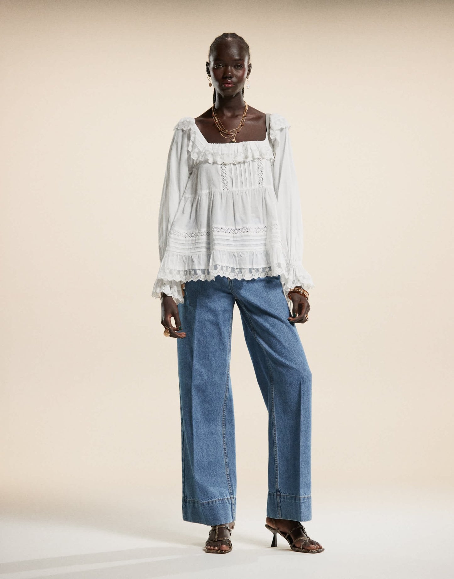 ASOS DESIGN wide leg jean with crease front in midwash - ASOS Sample Sale