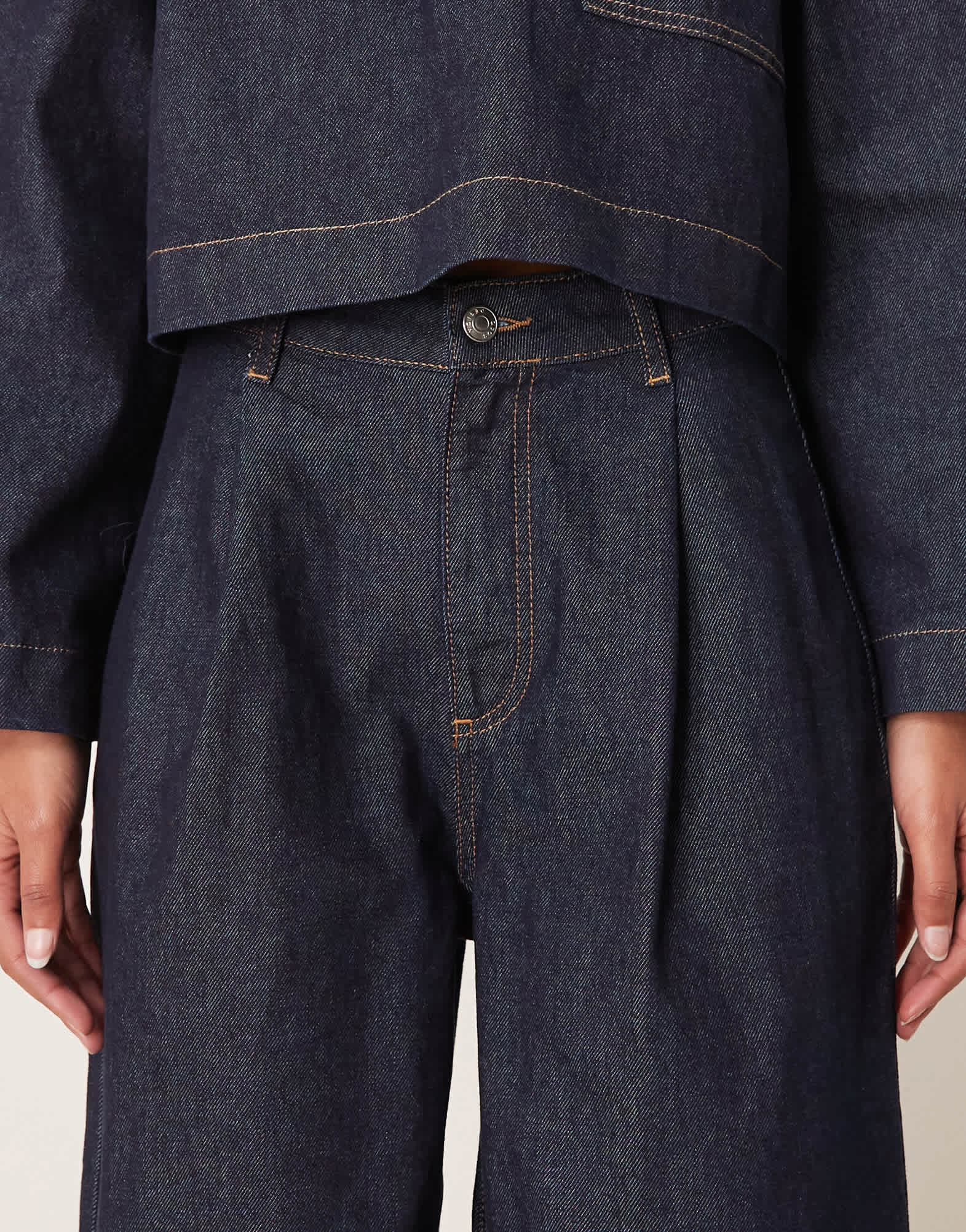 ASOS DESIGN wide leg jean with pleats in dark indigo - ASOS Sample Sale