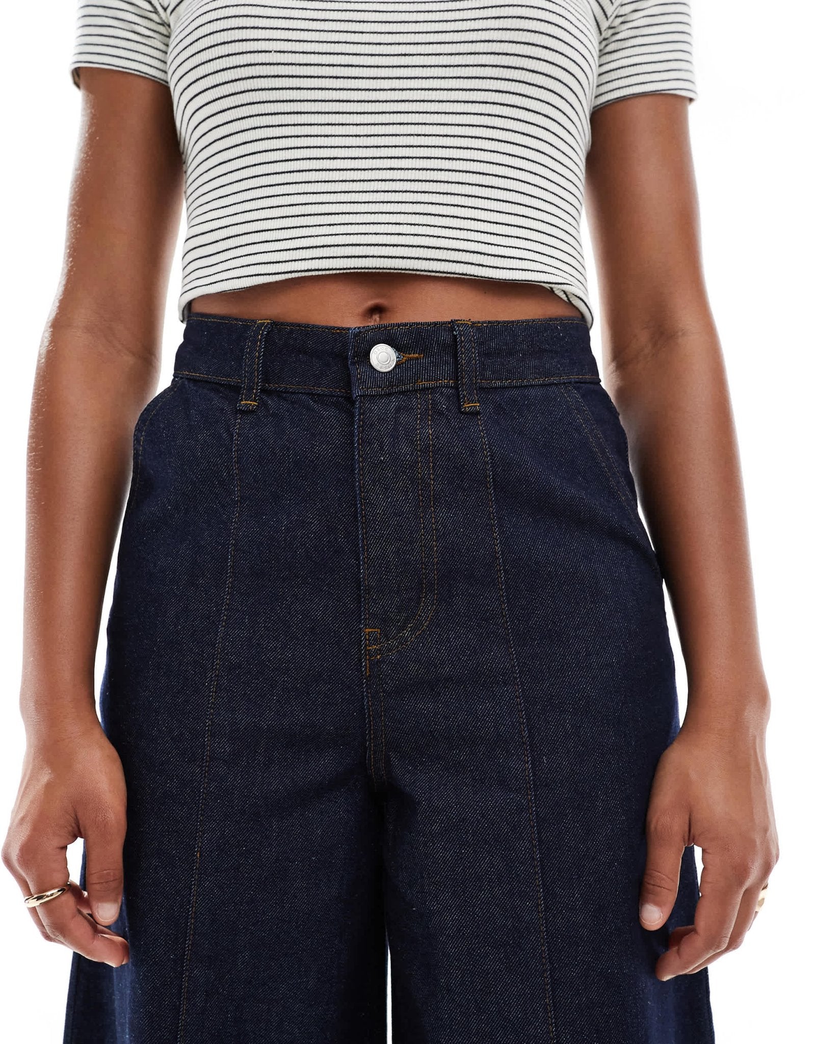 ASOS DESIGN wide leg jean with seam detail and deep hem stitch co - ord - ASOS Sample Sale
