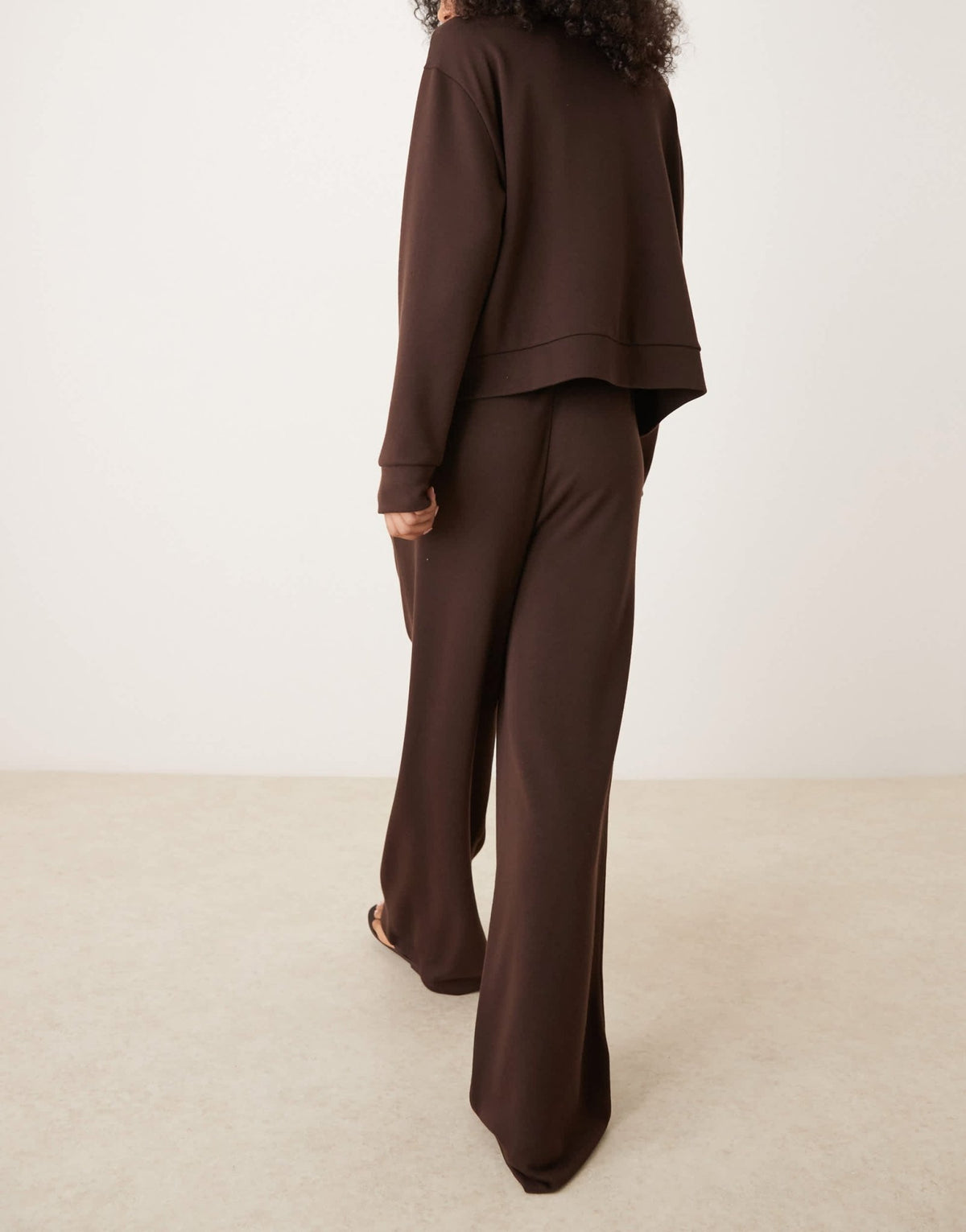 ASOS DESIGN wide leg knit trouser co-ord in chocolate - ASOS Sample Sale