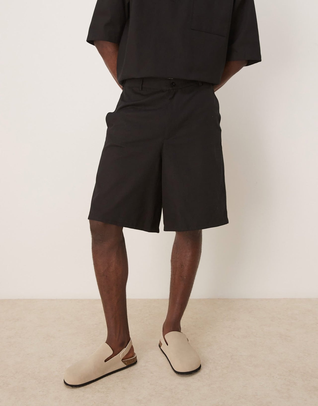 ASOS DESIGN wide leg short co - ord in black - ASOS Sample Sale