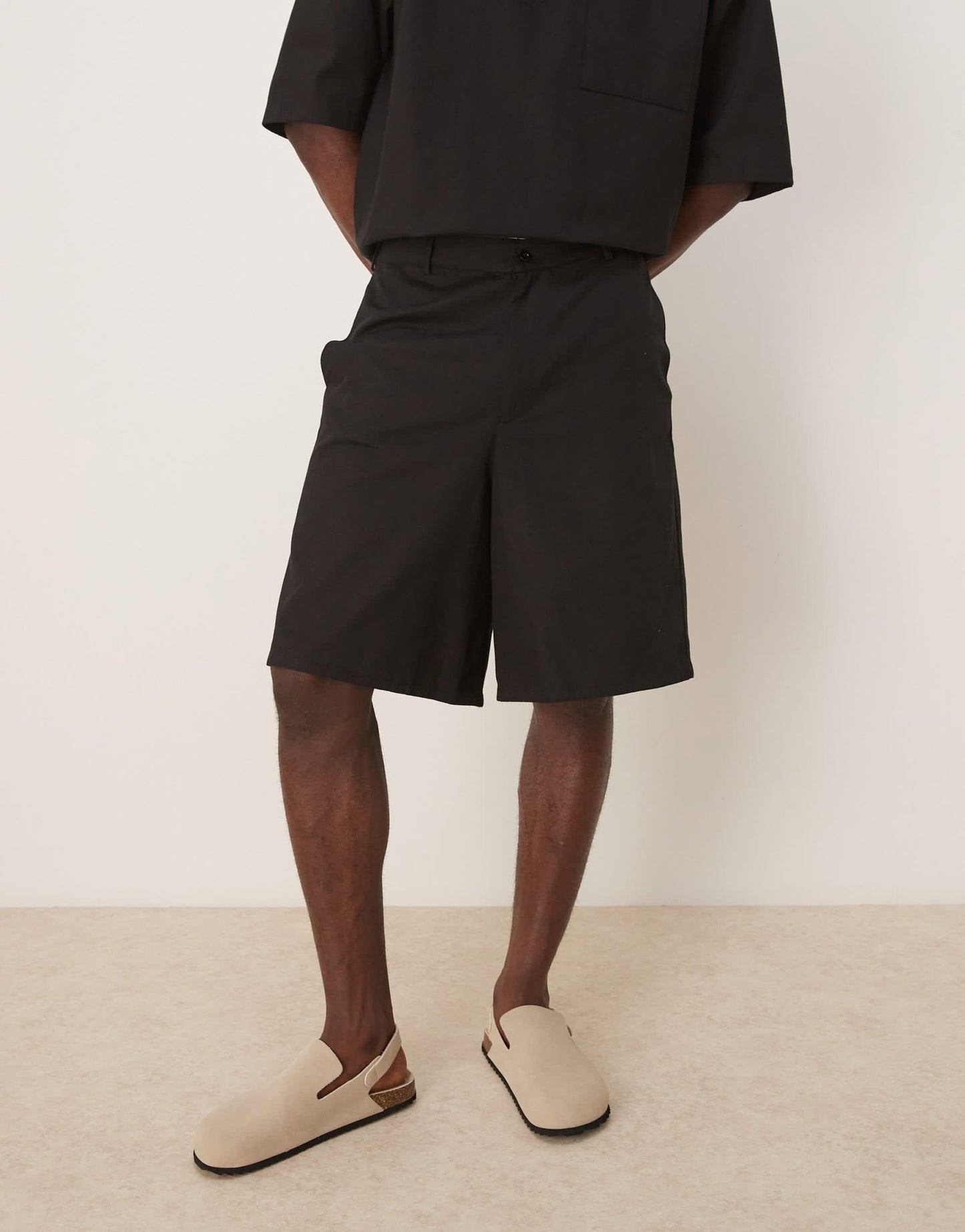 ASOS DESIGN wide leg short co - ord in black - ASOS Sample Sale