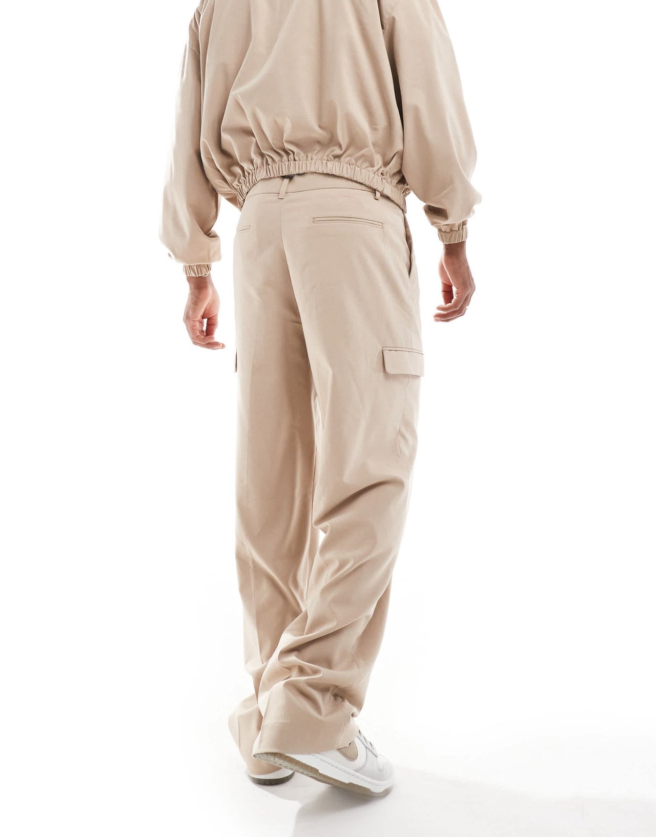 ASOS DESIGN wide leg smart co - rd cargo trouser in beige - ASOS Sample Sale