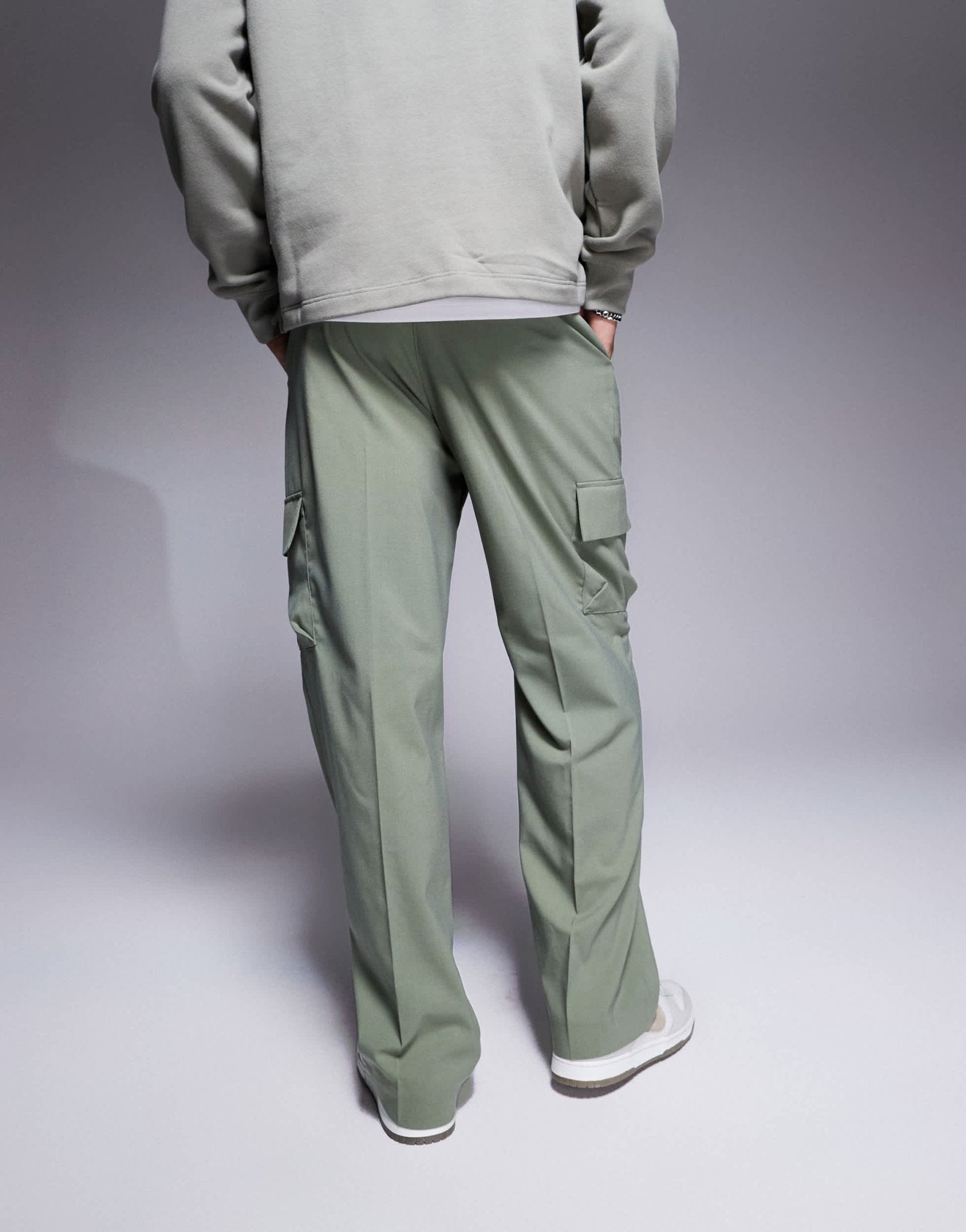 ASOS DESIGN wide leg smart trousers in green with cargo pockets - ASOS Sample Sale
