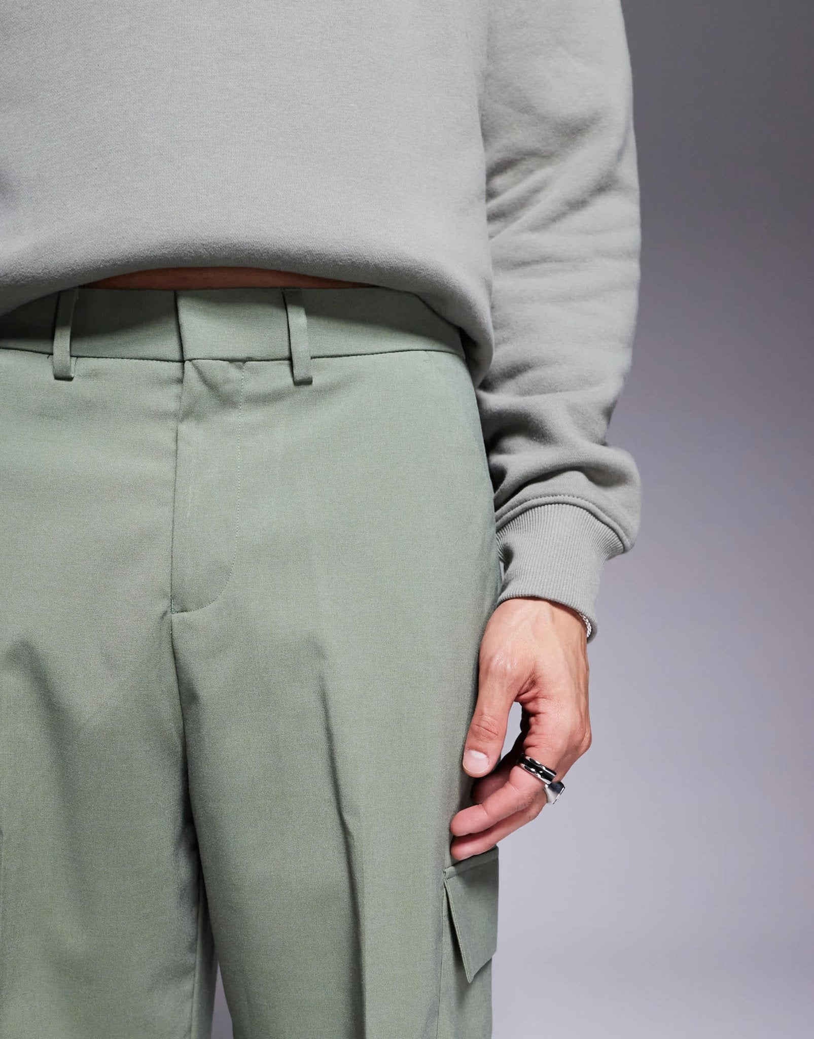 ASOS DESIGN wide leg smart trousers in green with cargo pockets - ASOS Sample Sale