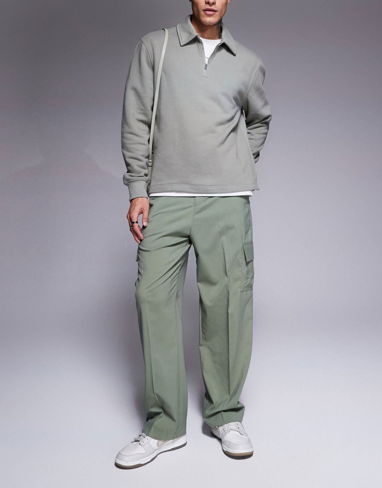 ASOS DESIGN wide leg smart trousers in green with cargo pockets - ASOS Sample Sale