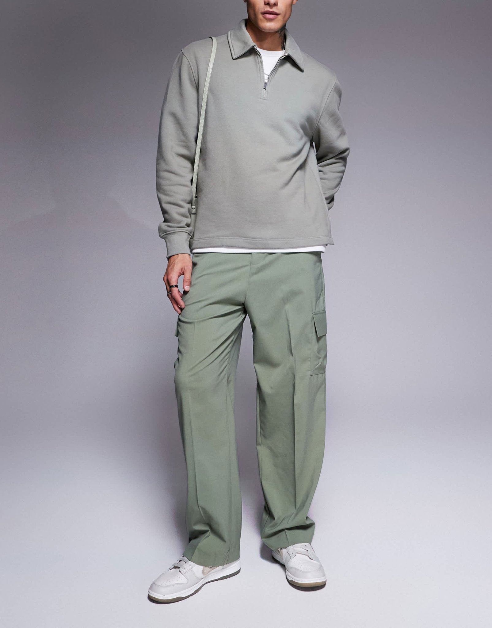 ASOS DESIGN wide leg smart trousers in green with cargo pockets - ASOS Sample Sale