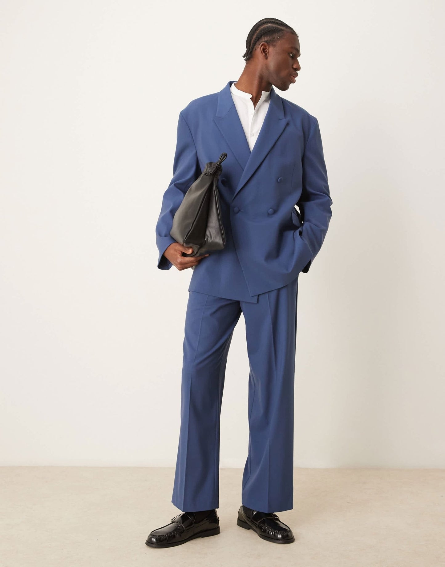 ASOS DESIGN wide leg suit trousers in blue - ASOS Sample Sale