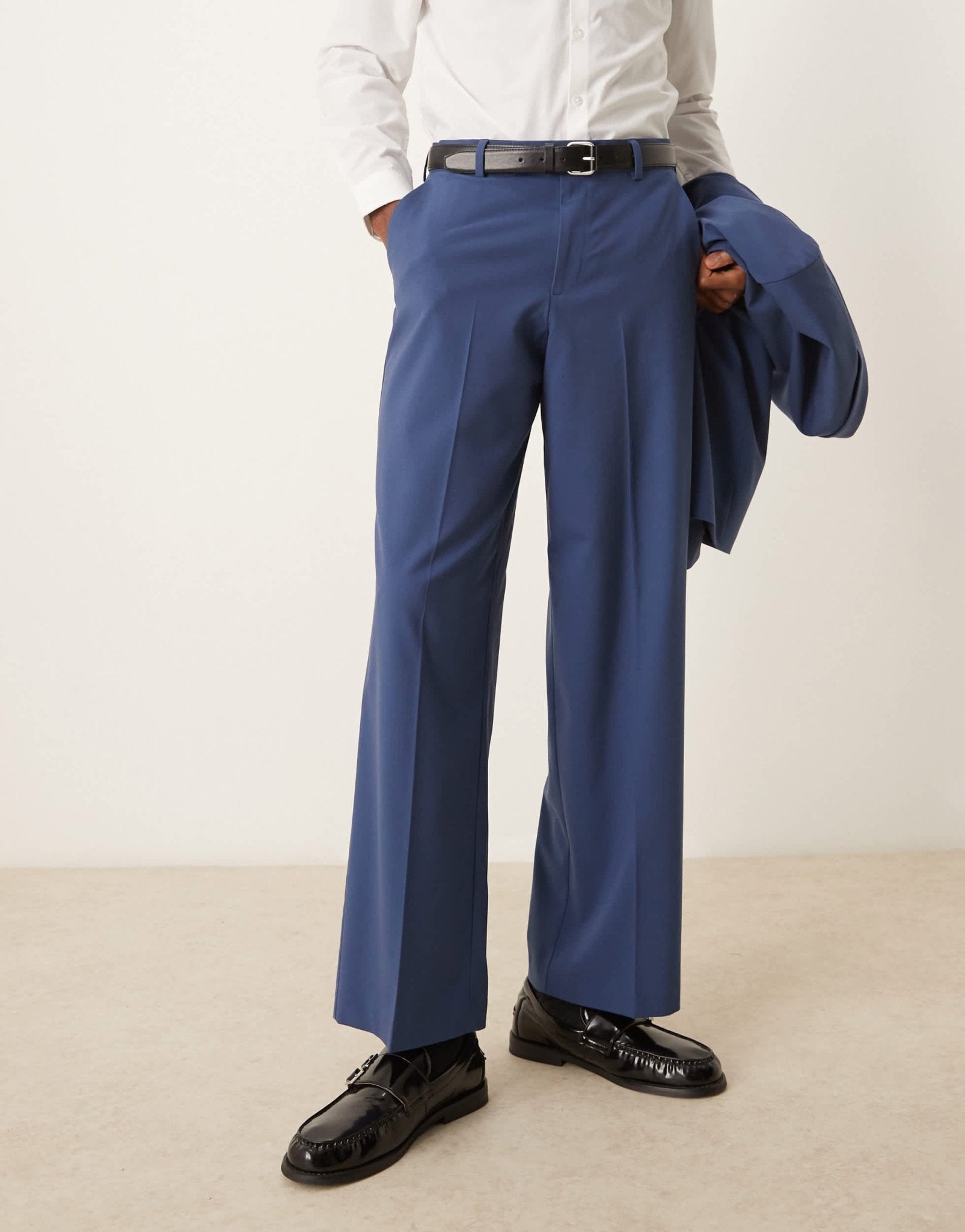 ASOS DESIGN wide leg suit trousers in blue - ASOS Sample Sale