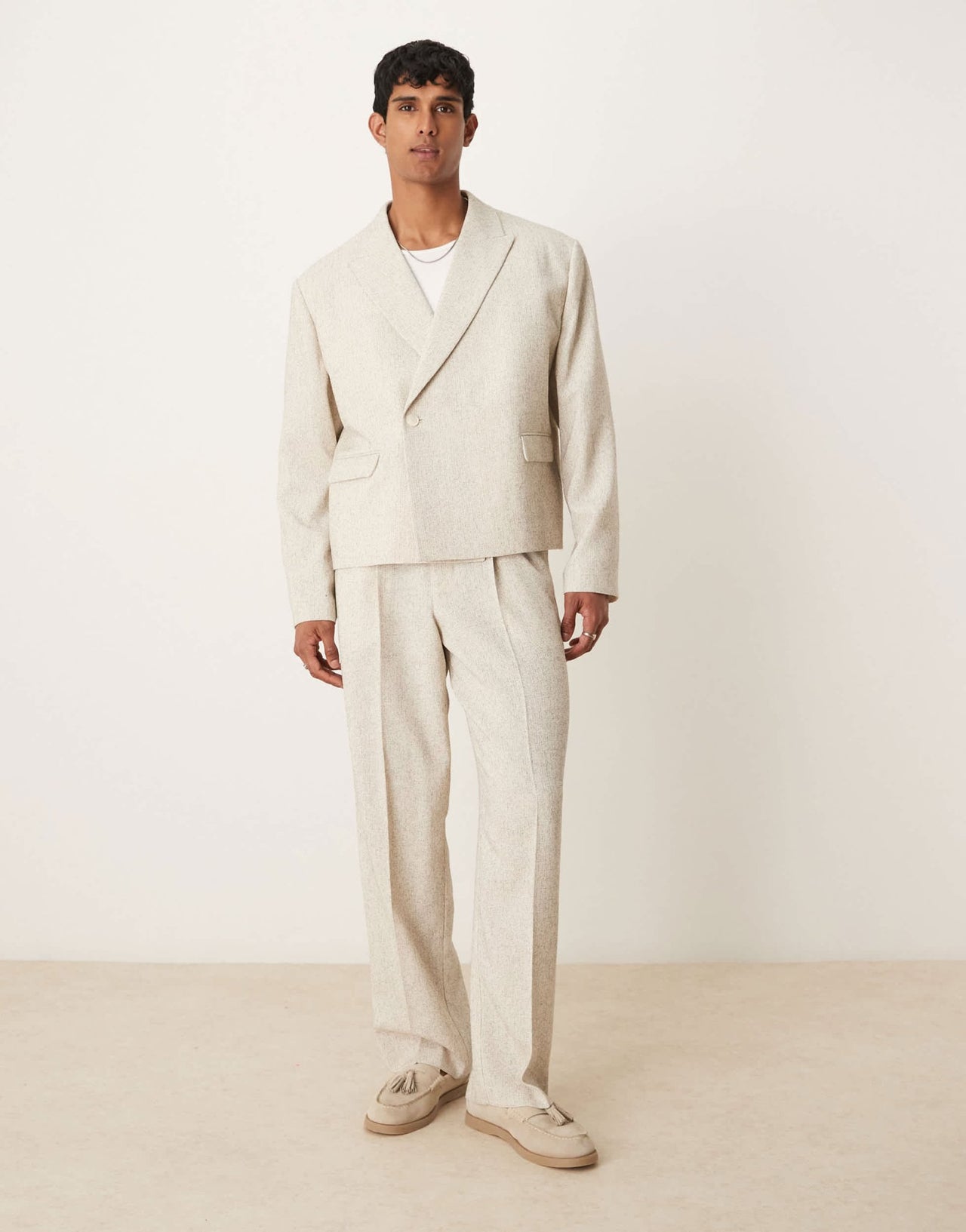 ASOS DESIGN wide leg suit trousers in cream - ASOS Sample Sale