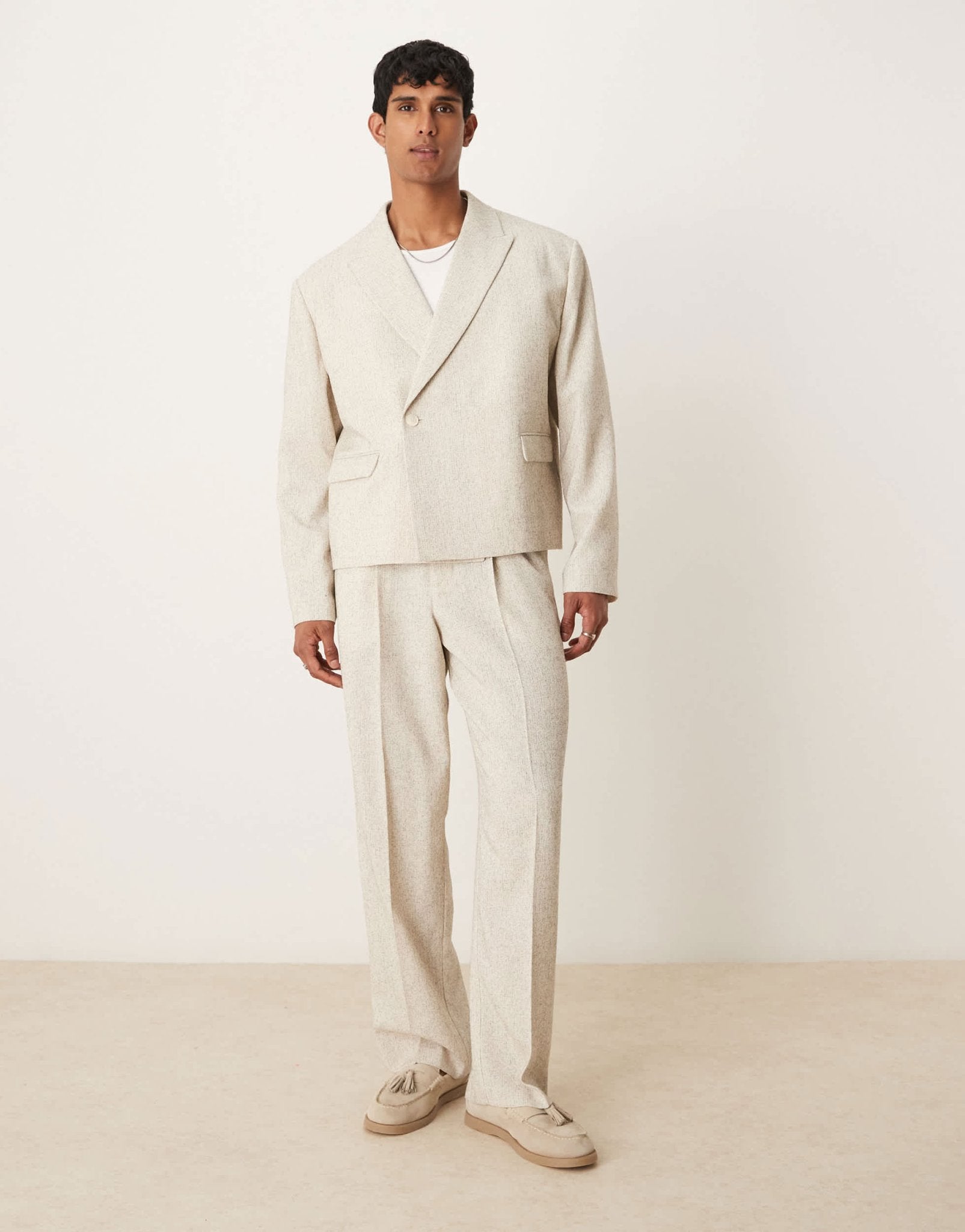 ASOS DESIGN wide leg suit trousers in cream - ASOS Sample Sale