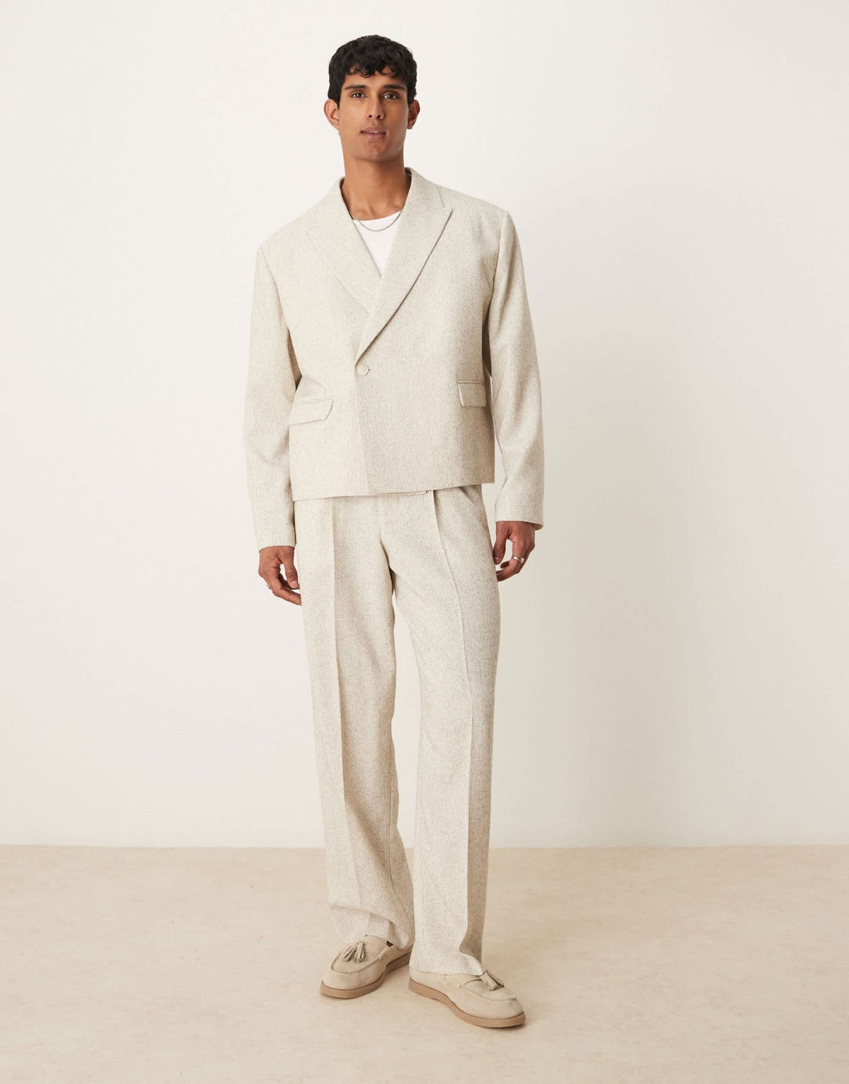 ASOS DESIGN wide leg suit trousers in cream - ASOS Sample Sale
