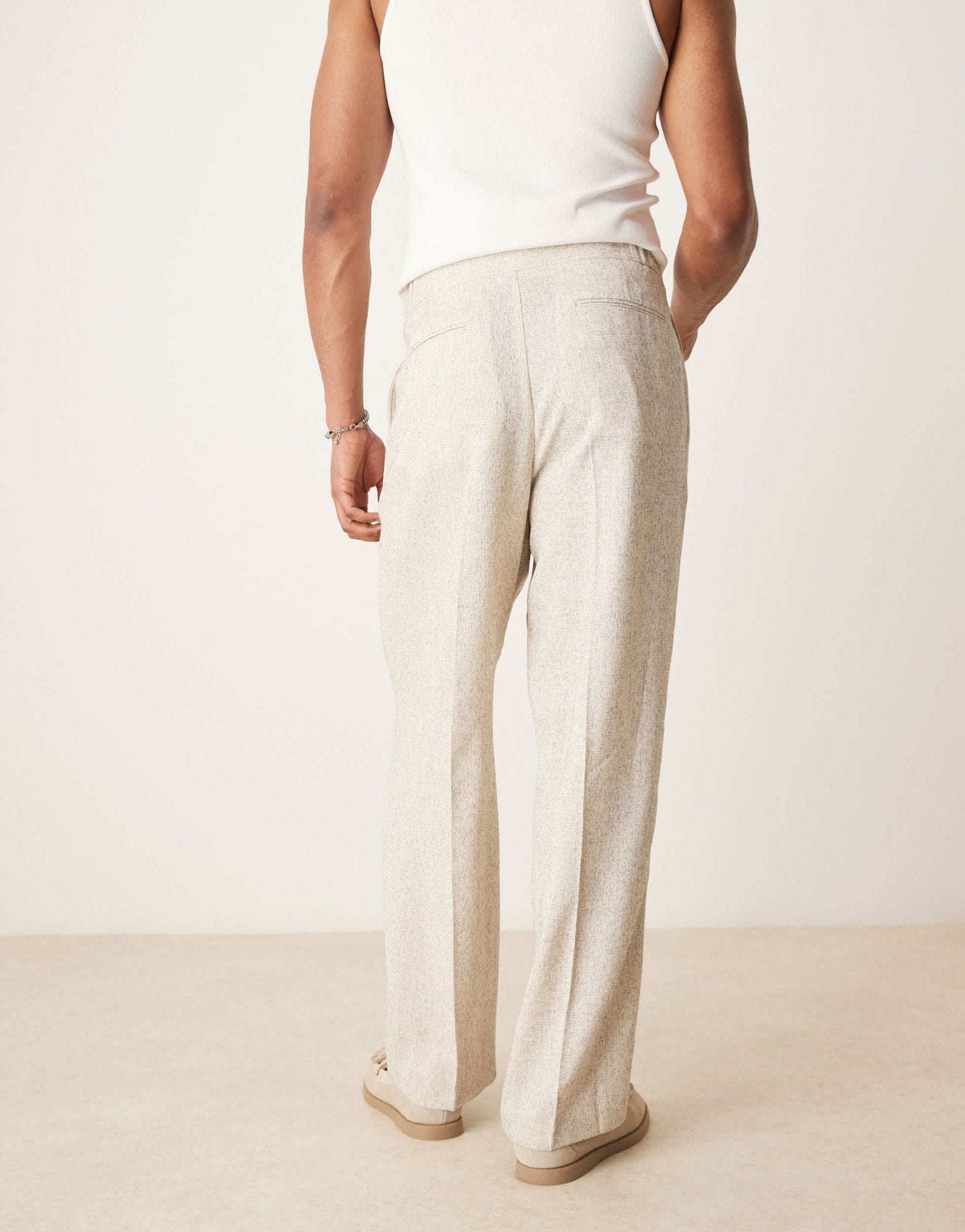 ASOS DESIGN wide leg suit trousers in cream - ASOS Sample Sale
