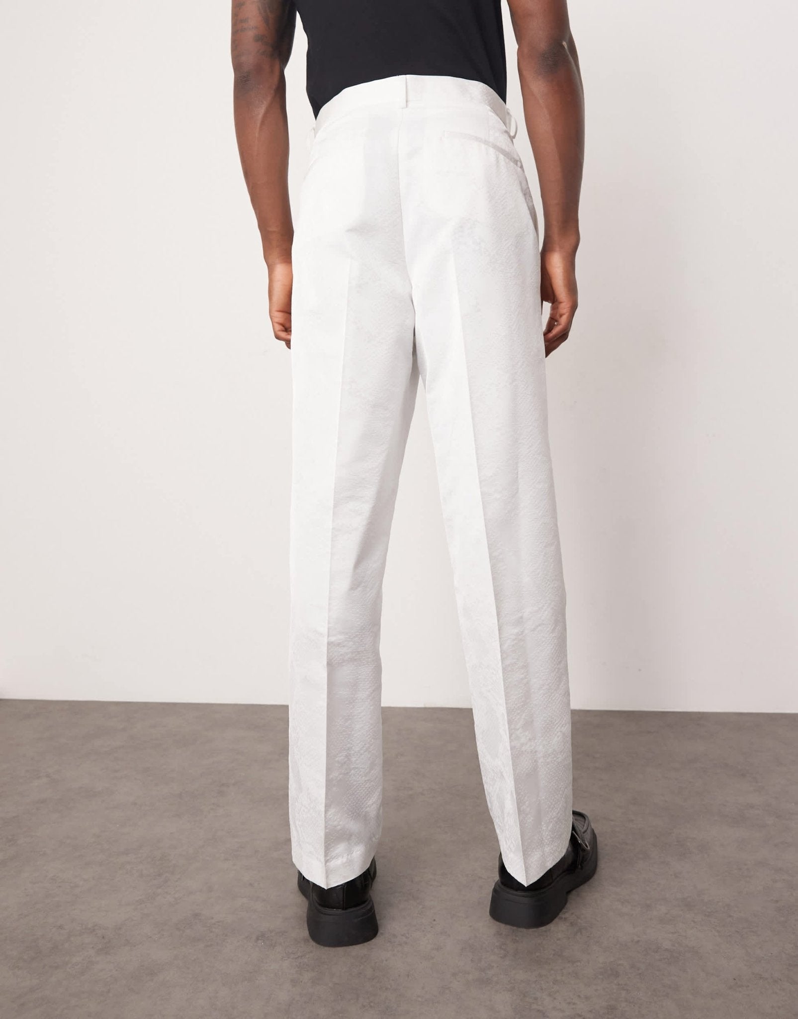 ASOS DESIGN wide leg suit trousers in snake jacquard in white - ASOS Sample Sale
