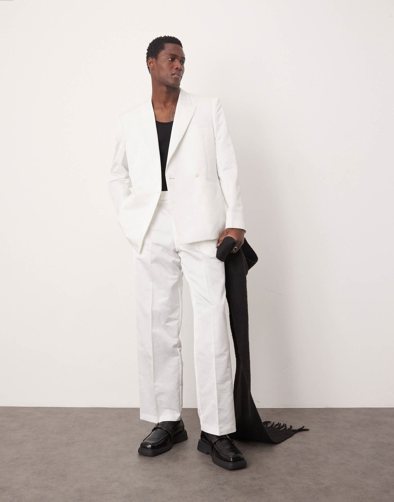 ASOS DESIGN wide leg suit trousers in snake jacquard in white - ASOS Sample Sale