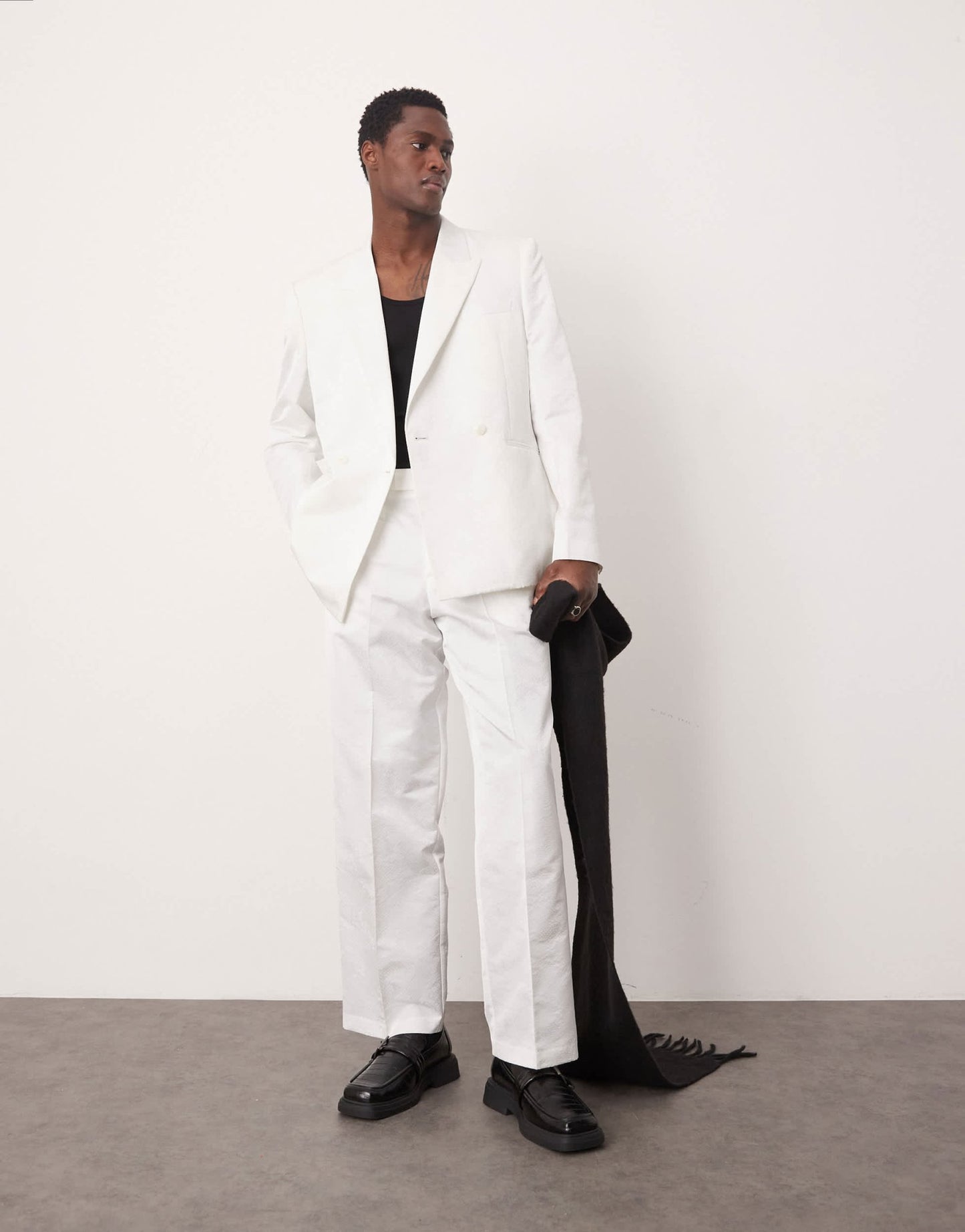 ASOS DESIGN wide leg suit trousers in snake jacquard in white - ASOS Sample Sale