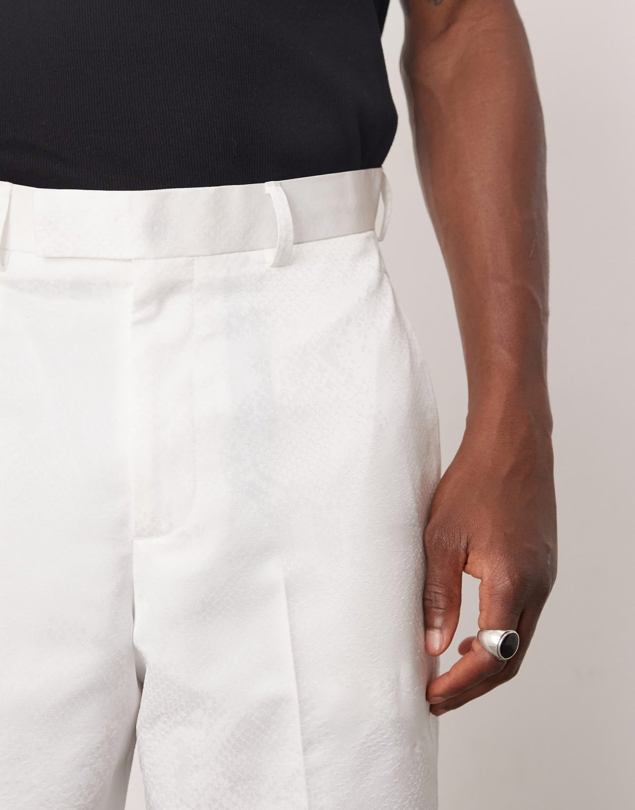ASOS DESIGN wide leg suit trousers in snake jacquard in white - ASOS Sample Sale