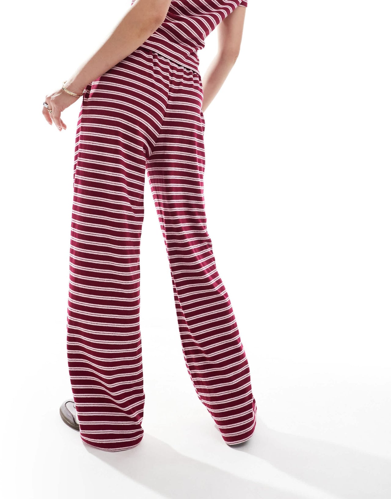 ASOS DESIGN wide leg trouser co-ord in burgundy stripe - ASOS Sample Sale