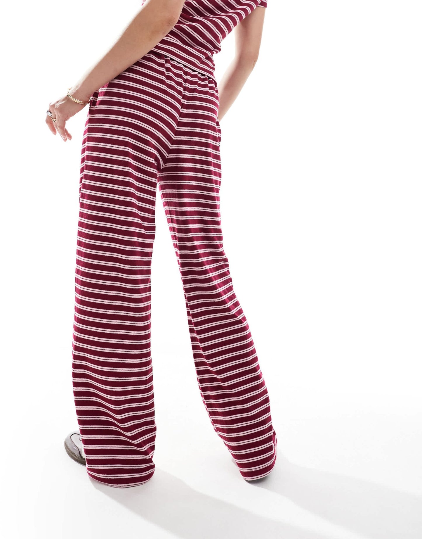 ASOS DESIGN wide leg trouser co-ord in burgundy stripe - ASOS Sample Sale