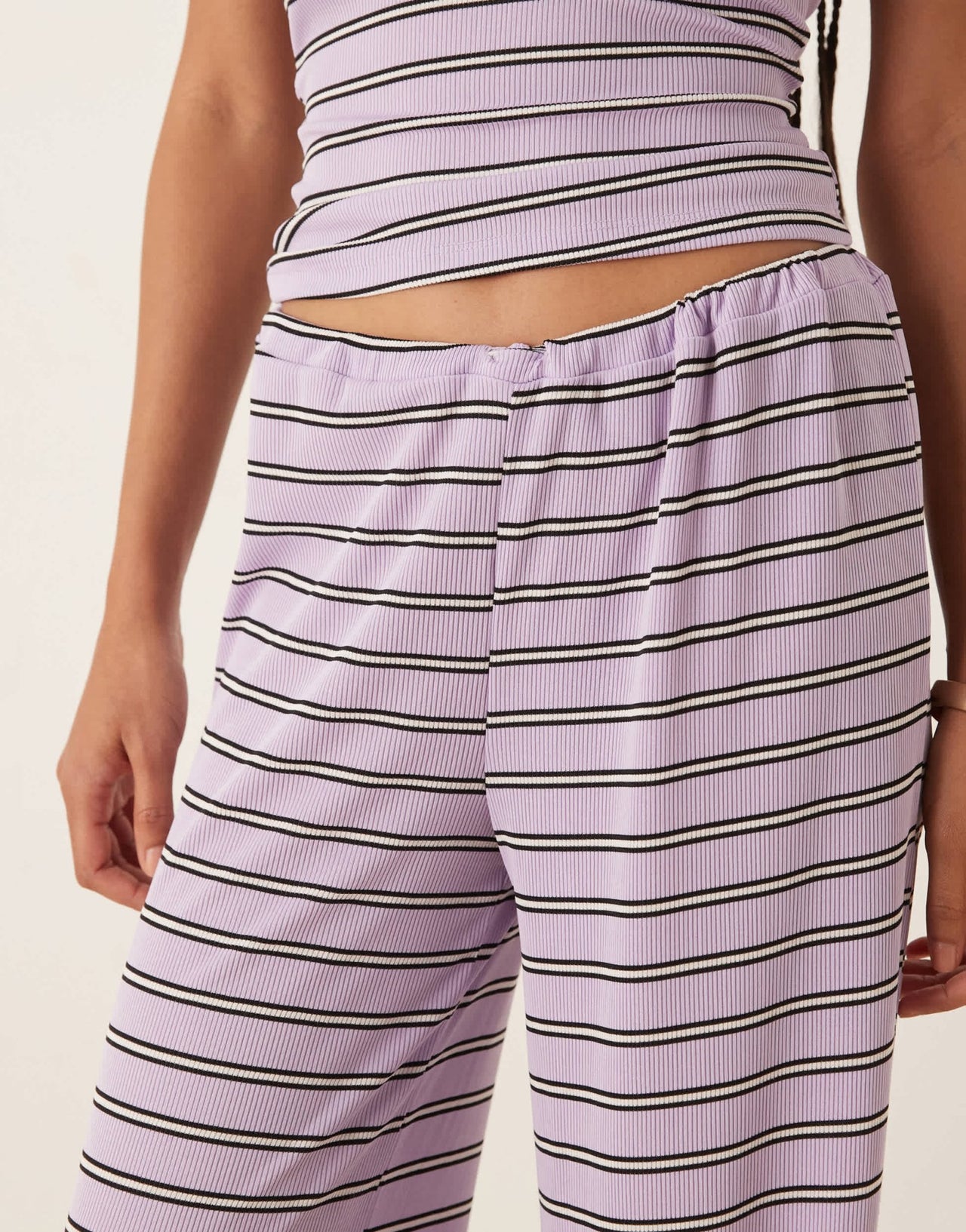 ASOS DESIGN wide leg trouser co-ord in lilac stripe - ASOS Sample Sale