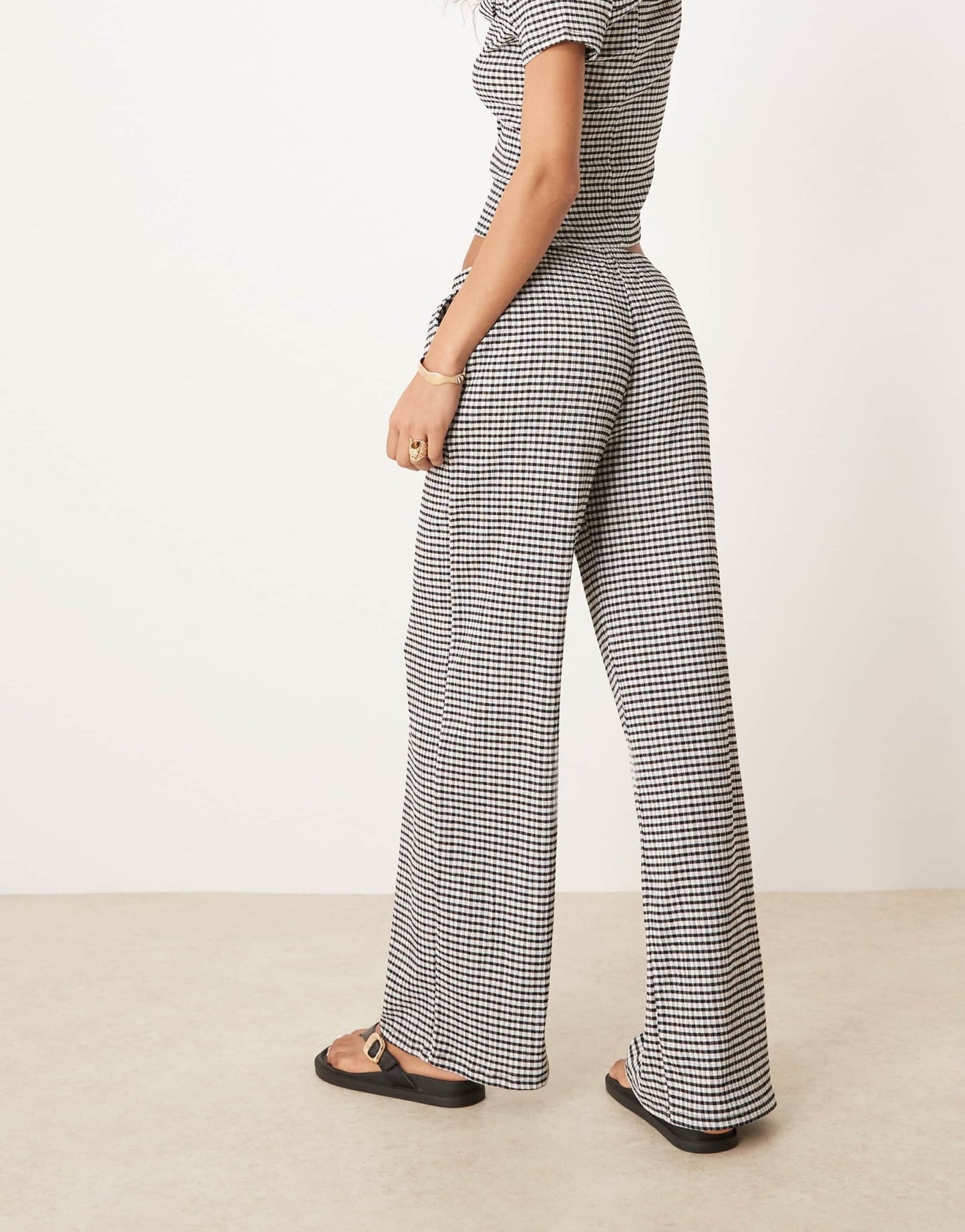 ASOS DESIGN wide leg trouser co-ord in mono gingham - ASOS Sample Sale