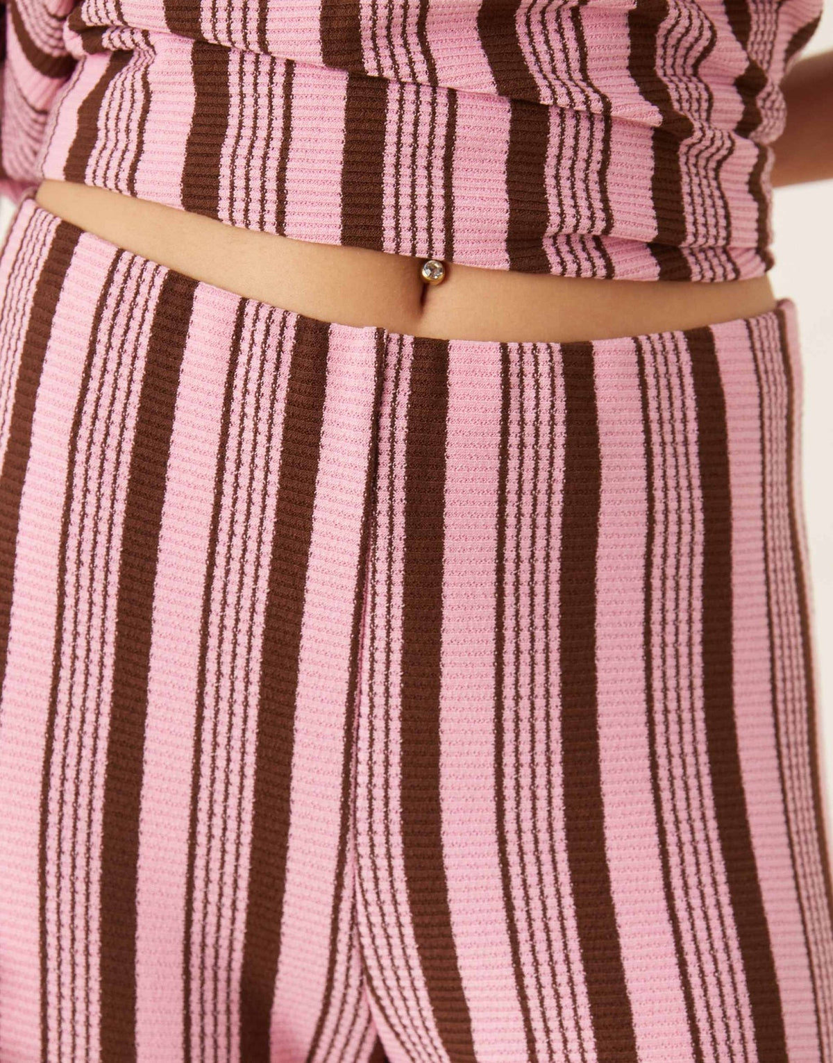 ASOS DESIGN wide leg trouser co-ord in pink and choc stripe - ASOS Sample Sale