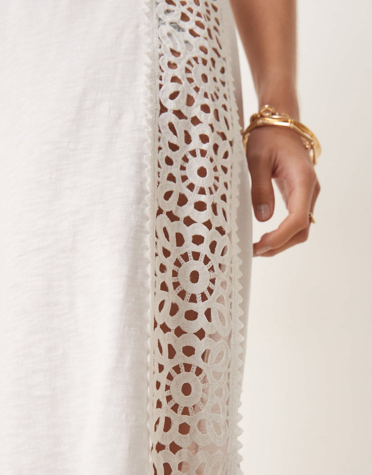 ASOS DESIGN wide leg trousers co-ord with crochet insert in cream - ASOS Sample Sale