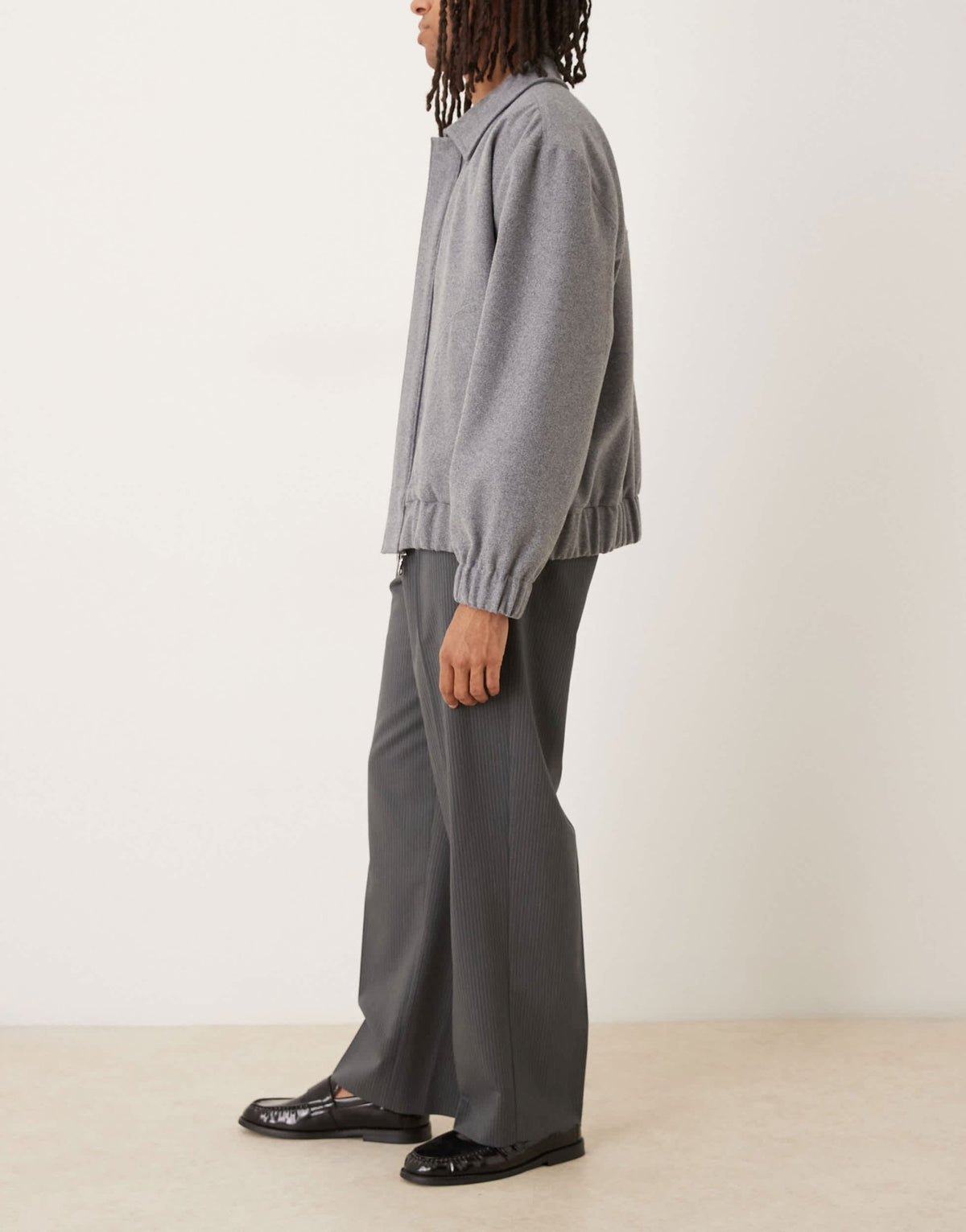 ASOS DESIGN wide leg trousers in charcoal pinstripe - ASOS Sample Sale